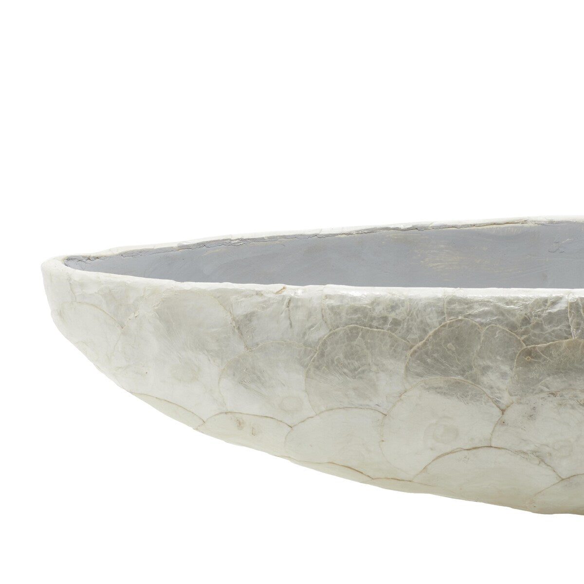 Capiz Shell Long Oval Decorative Decorative Bowl with Mosaic Shell Accents - White - Roche River Decor