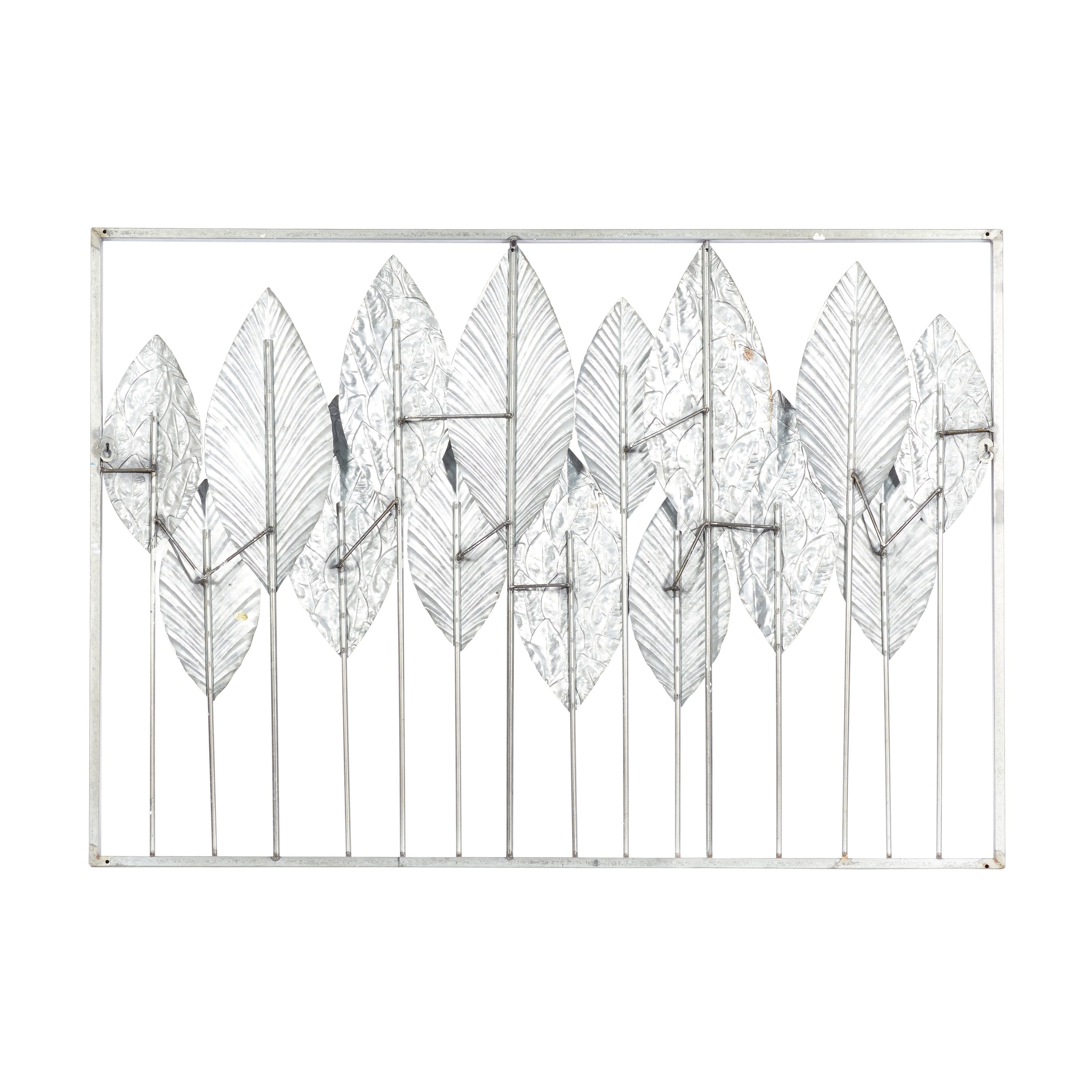 Contemporary Metal Tall Cut-Out Leaf Wall Decor with Intricate Laser Cut Designs - Bronze, Gray, Brass