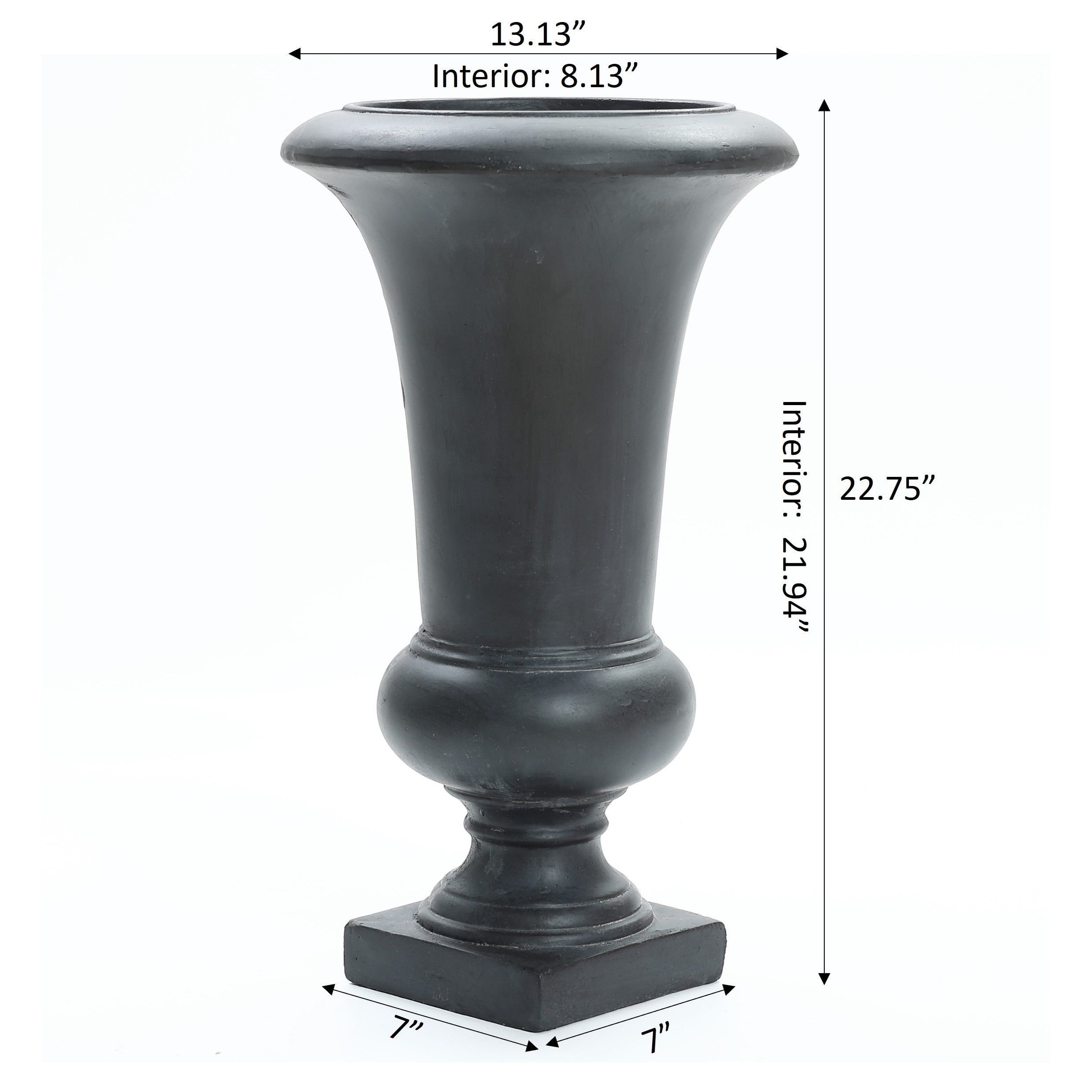 22.75 H Handmade Fiber Stone Tall Urn Planter Pot