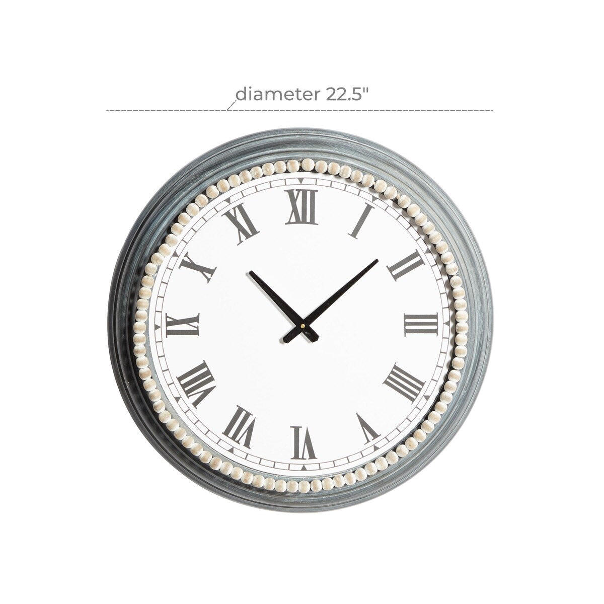 Metal Decorative Wall Clock with Beaded Accents - White - Roche River Decor