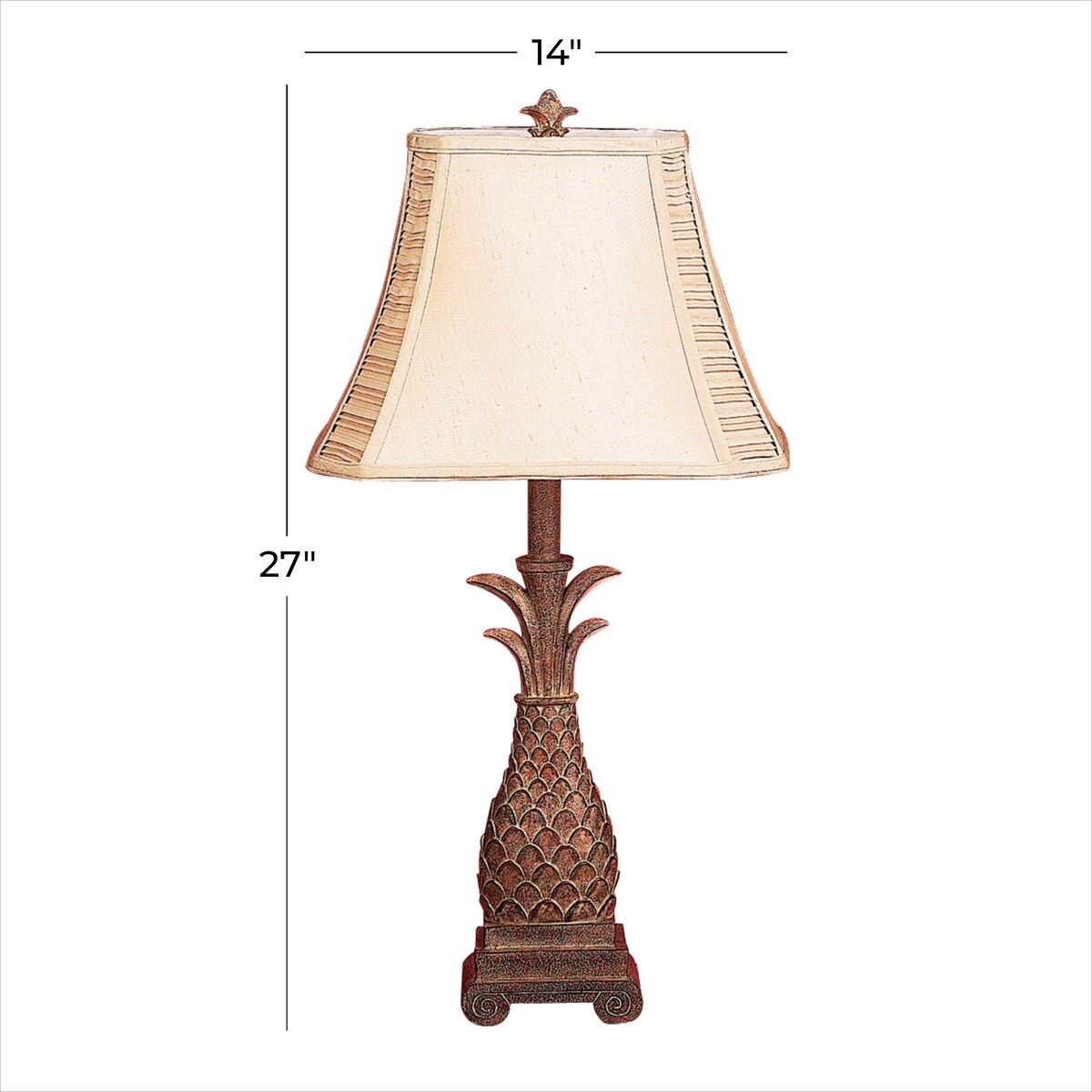 Polystone Fruit Pineapple Room Table Lamp with Tapered Shade - Set of 2 Brown - Roche River Decor