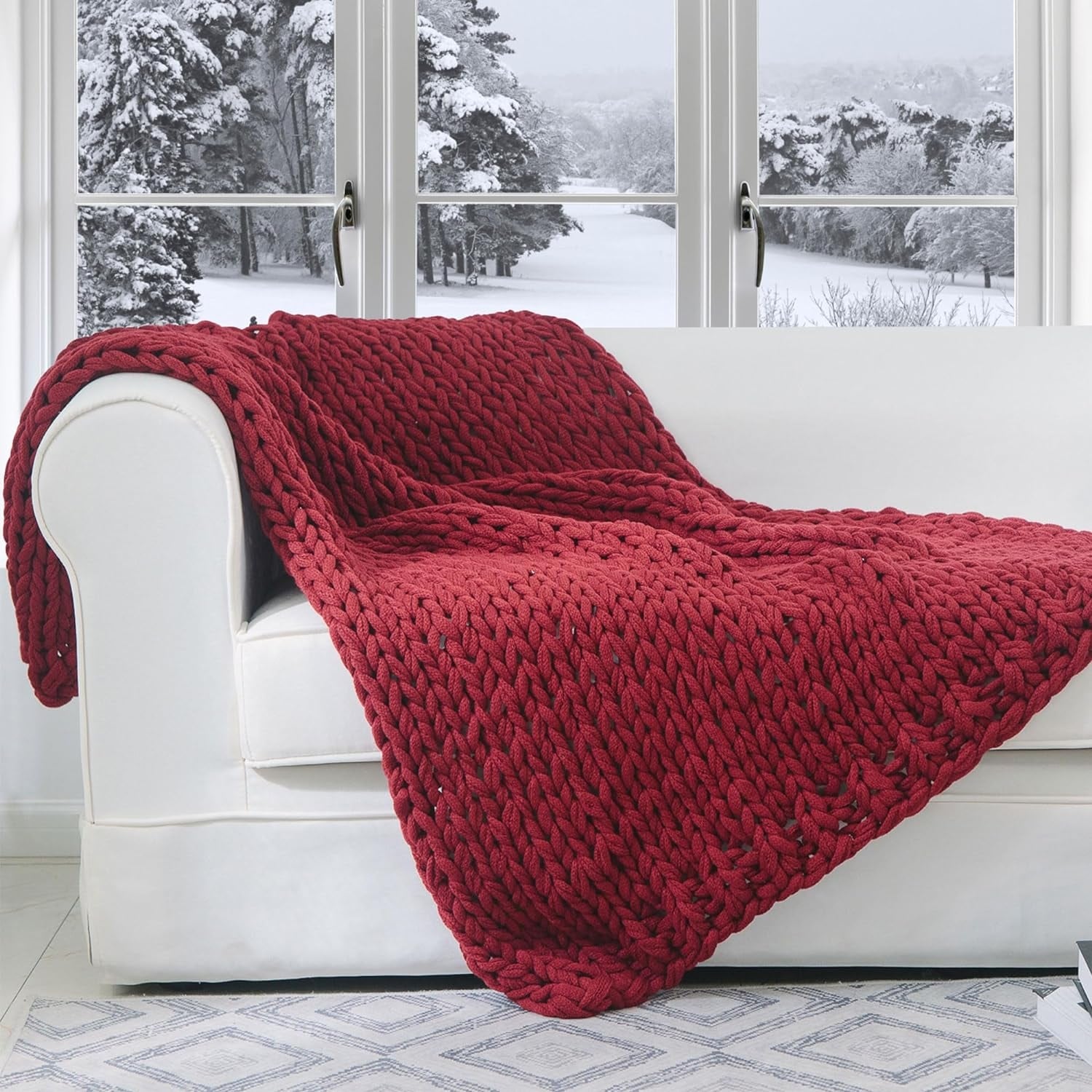 Cheer Collection Ultra Plush Chunky Cable Knit Throw Blanket