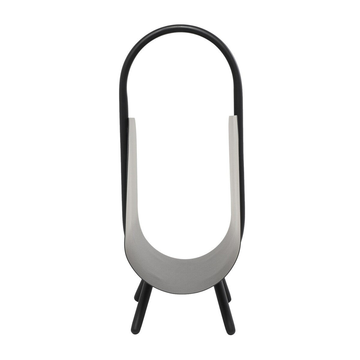 Metal Curved Magazine Holder with Arched Handle and Flared Legs - Black - The Novogratz