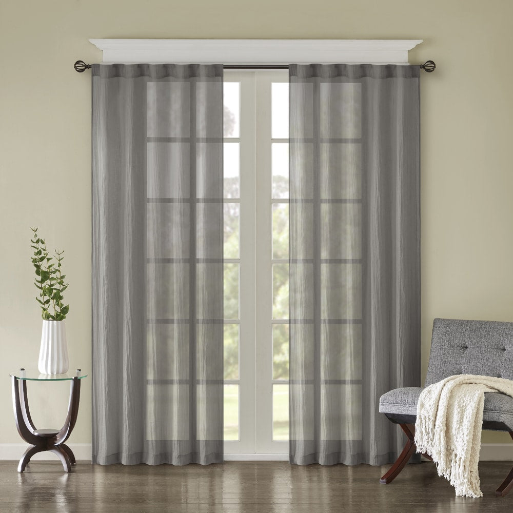 Madison Park Kaylee Solid Crushed Sheer Window Curtain Pair