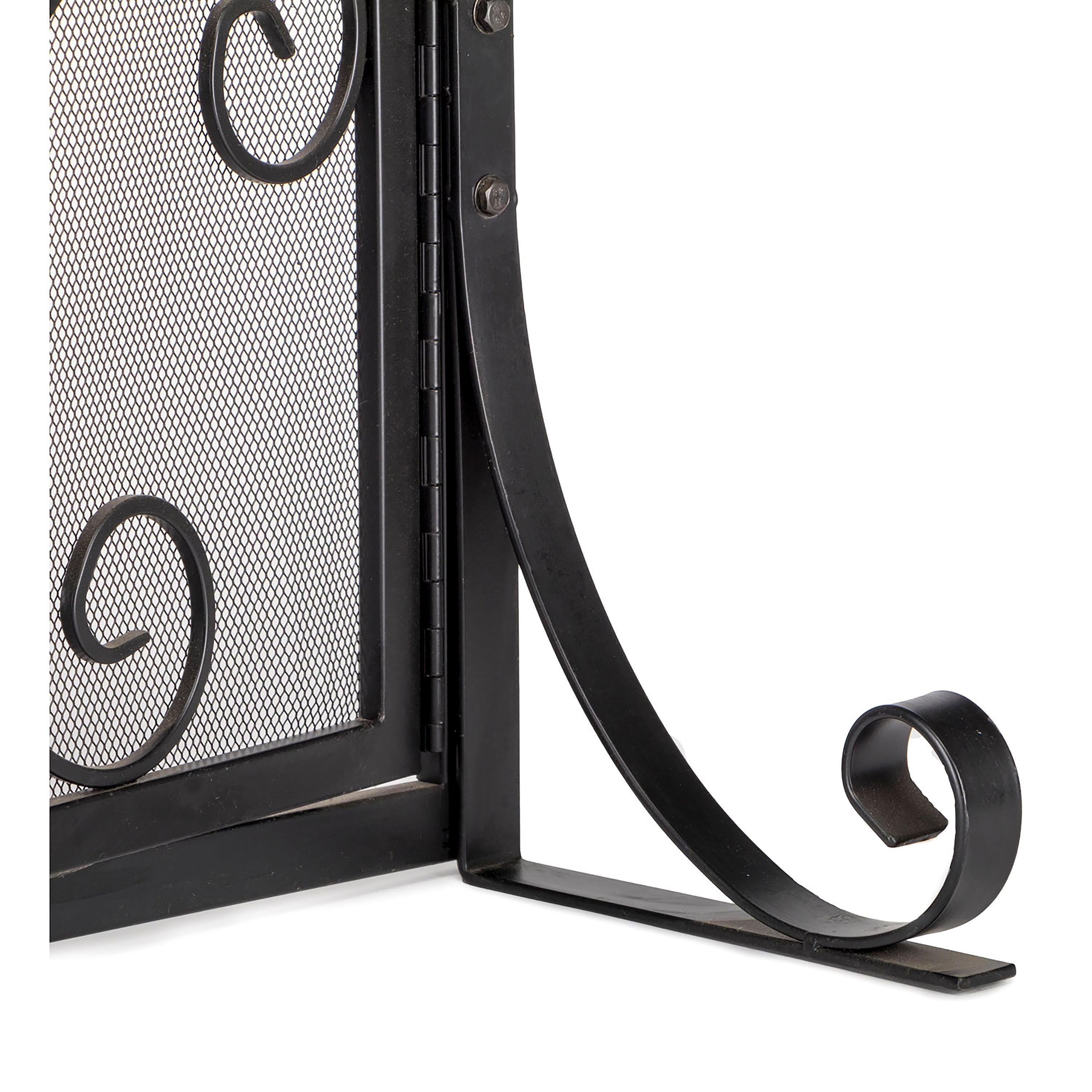 38 x 31 Crest Flat Guard Wrought Iron Fireplace Screen - Black - One Size