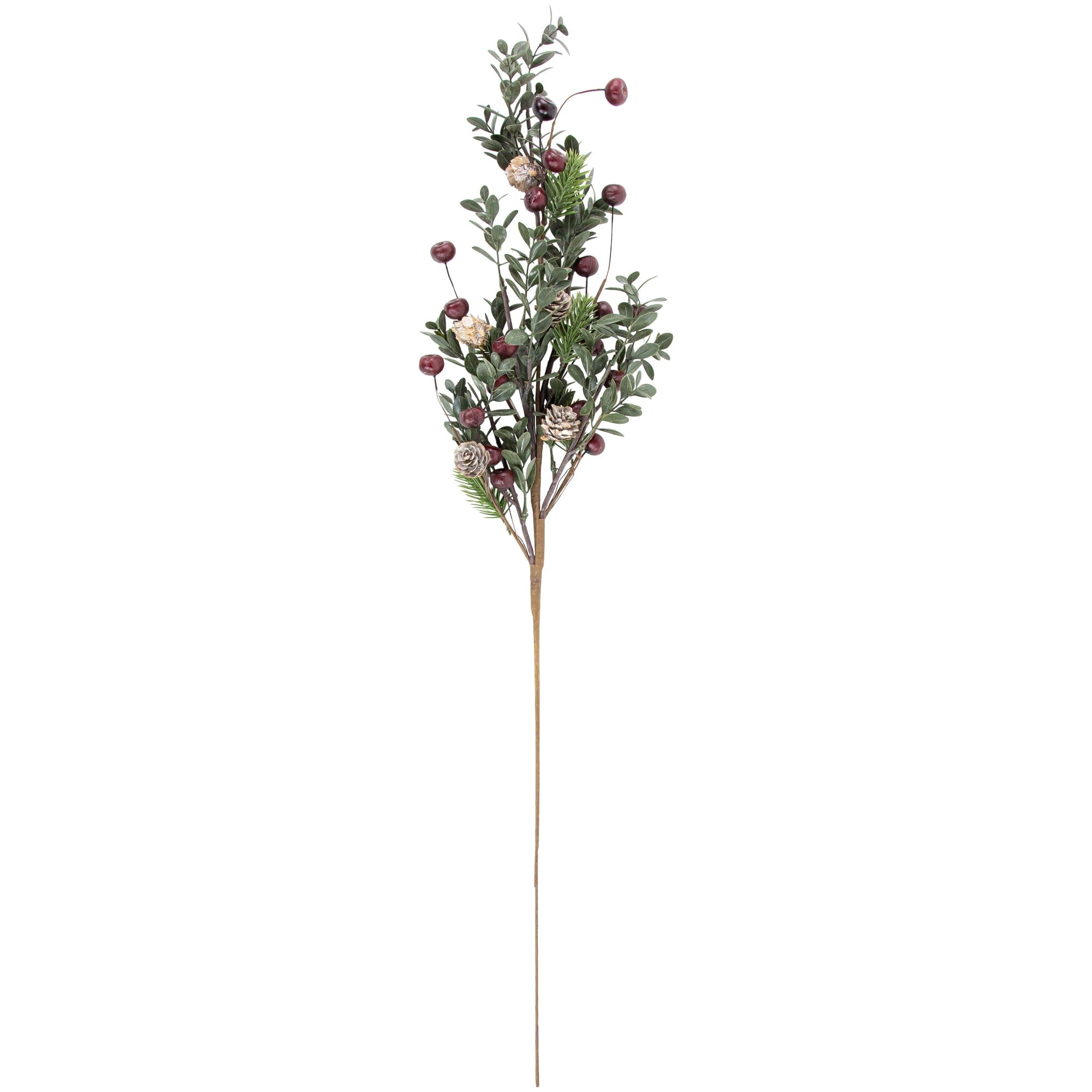 30 Mixed Foliage with Berries and Pinecones Artificial Christmas Spray