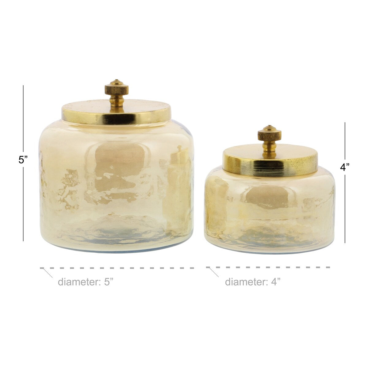 Glass Living Room Decorative Jars with Metal Lids - Set of 2 Gold - CosmoLiving by Cosmopolitan