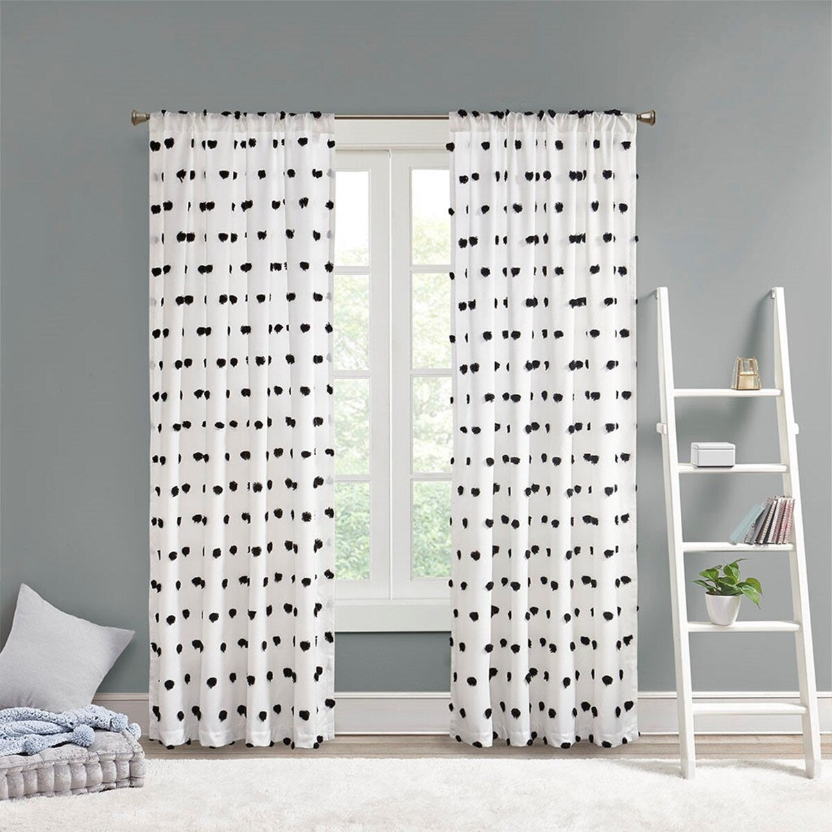 Pom Pom Embellished Curtain Panel(Only 1 Pc Panel)