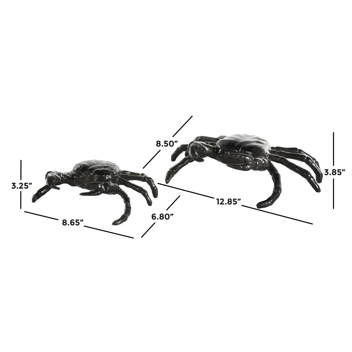 Aluminum Metal Crab Decorative Sculpture - Set of 2 Black - Roche River Decor