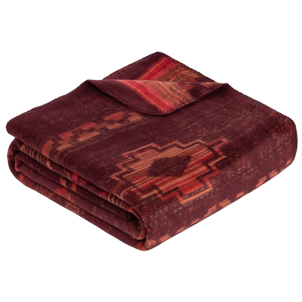 IBENA Southwestern Burgundy Fall Inspired Cozy Throw Blanket 'Gaya'