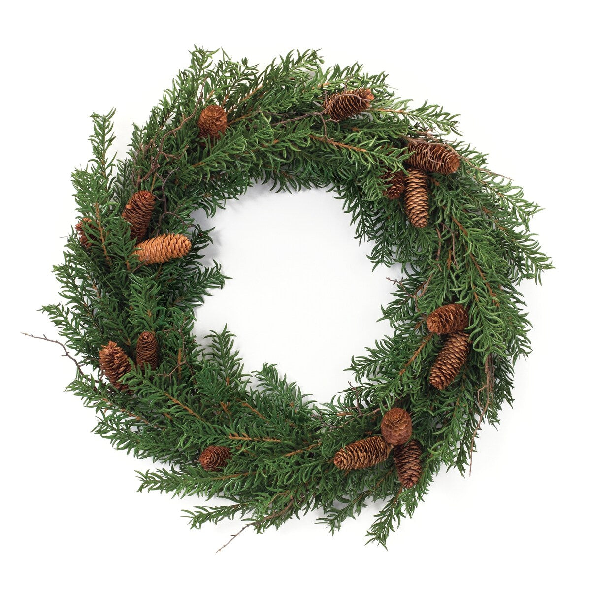 Mixed Pine Cone Wreath 26D - Green, Brown