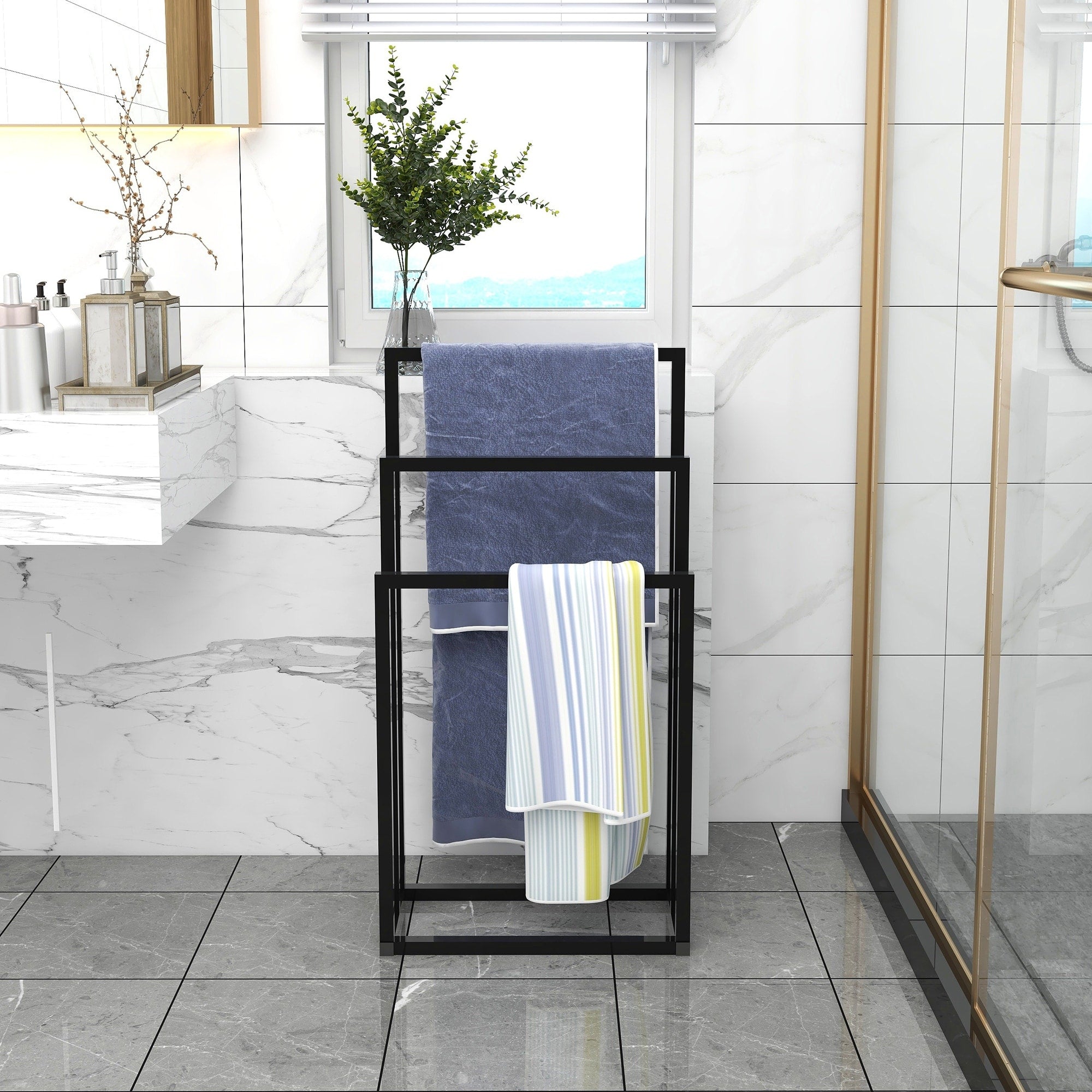 3 Tiers Metal Freestanding Towel Rack Hand Towel Holder Organizer for Bathroom Accessories