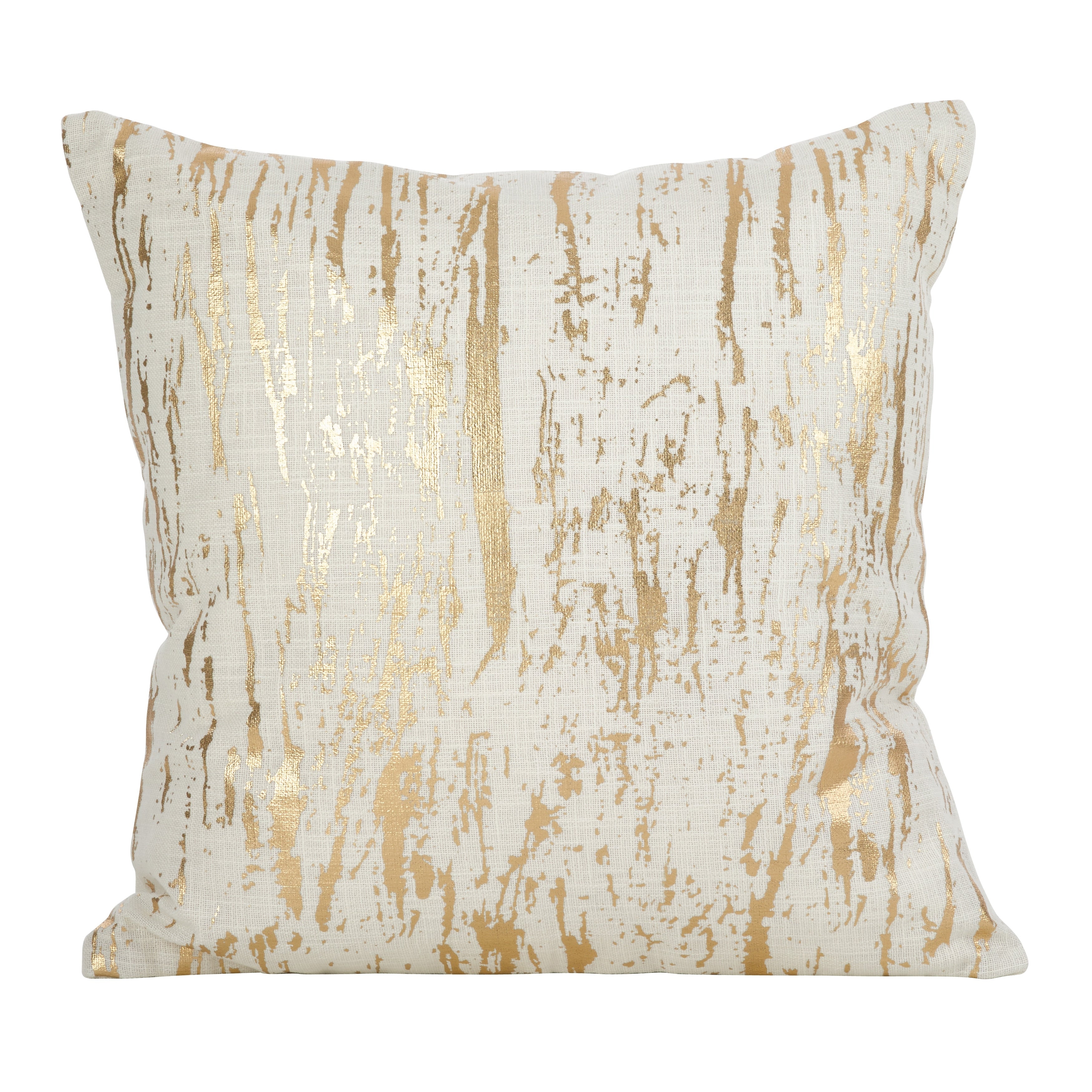 Distressed Metallic Foil Design Cotton Throw Pillow