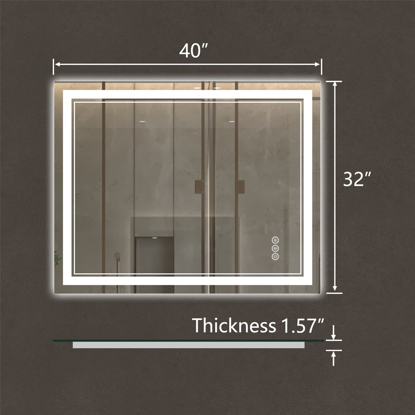 ExBrite Anti-Fog LED Bathroom Mirror with Endless Dimming