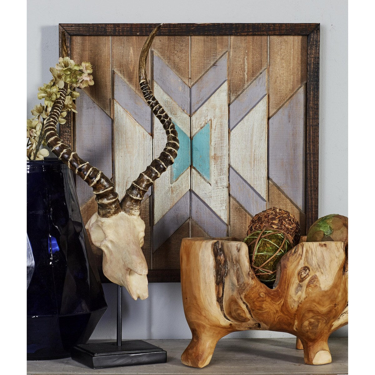 Wood Geometric Handmade Southwestern Home Wall Decor - Brown - Roche River Decor