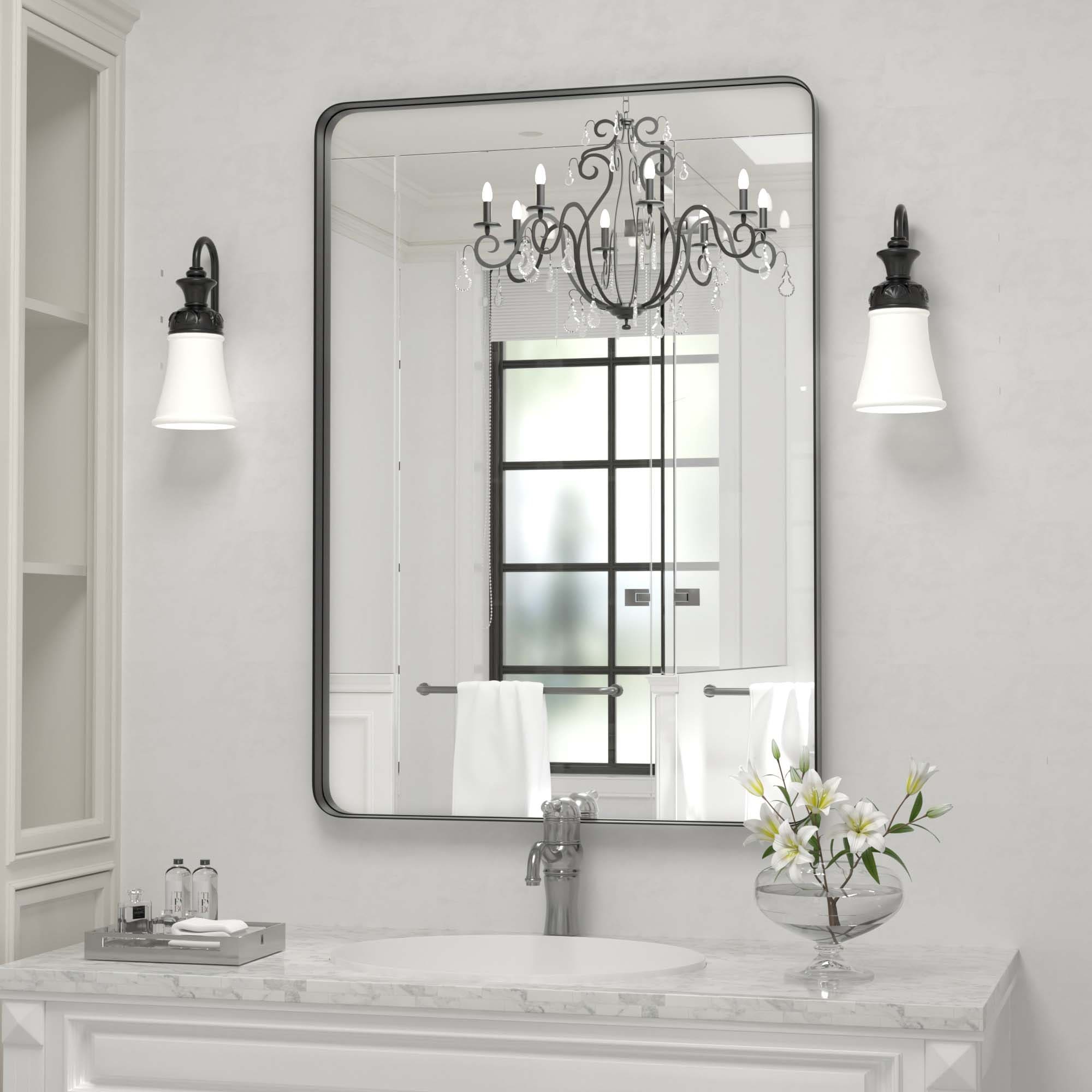 Wall Mirror Vanity Mirror Bathroom Mirror with Round Corner (1 Piece)