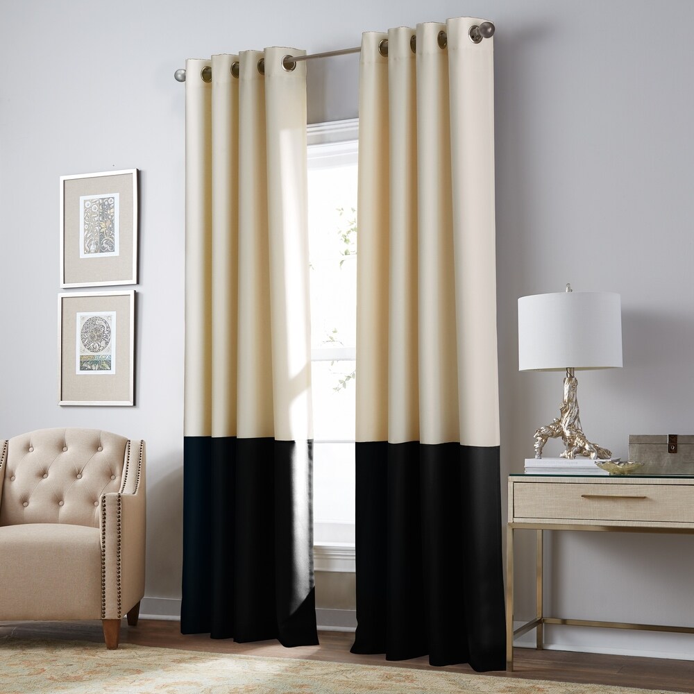 Curtainworks Kendall Blackout Color Block Grommet Curtain Panel