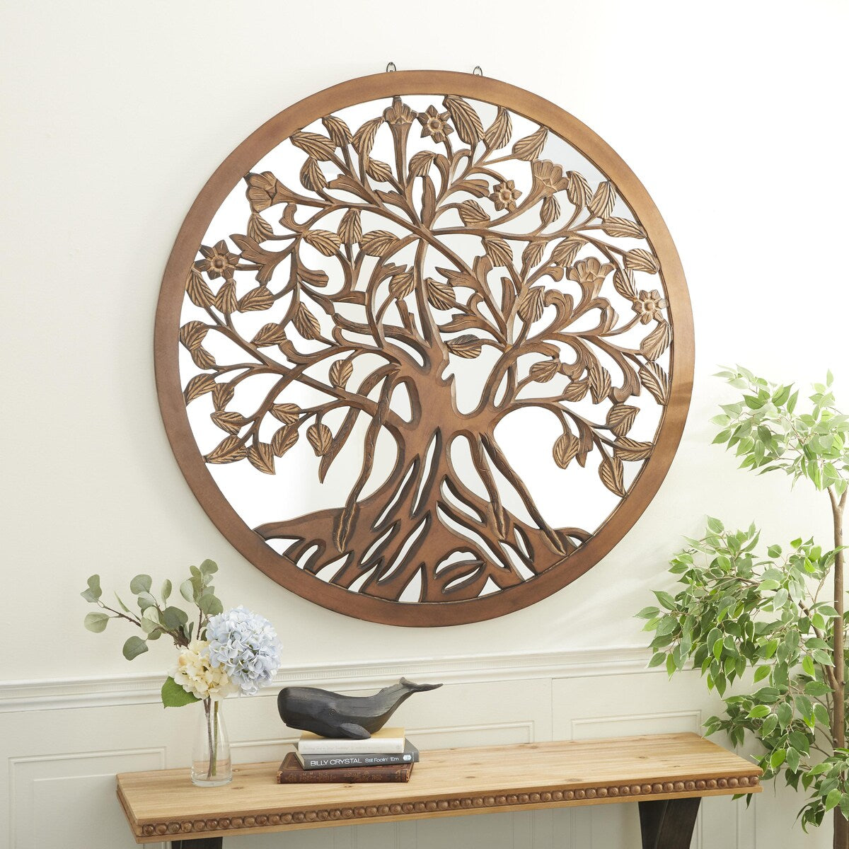 Wood Tree Handmade Mirrored Home Wall Decor - Brown - Roche River Decor