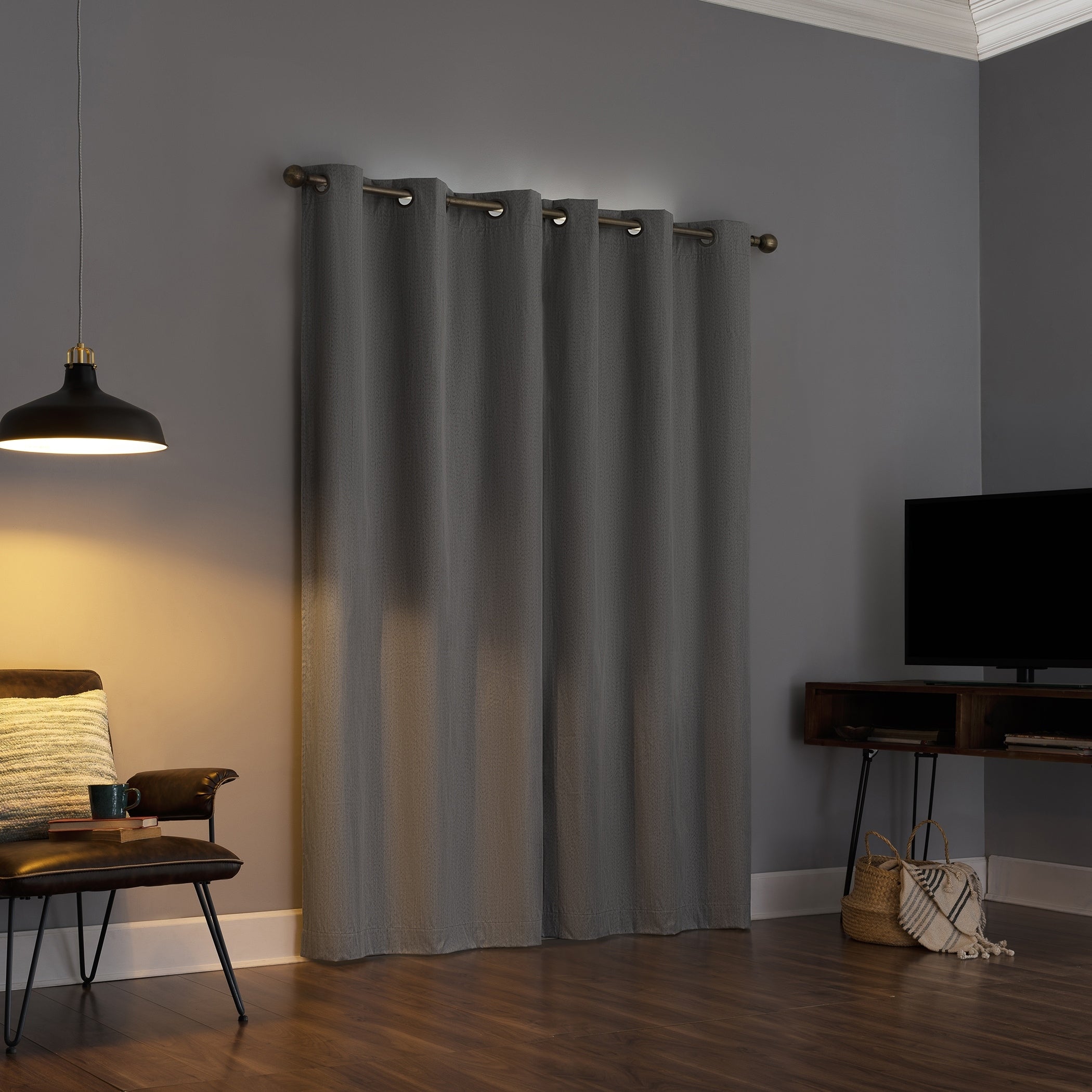 Sun Zero Damon Pinstripe Stitch Thermal Extreme Total Blackout Grommet Curtain Panel, Single Panel