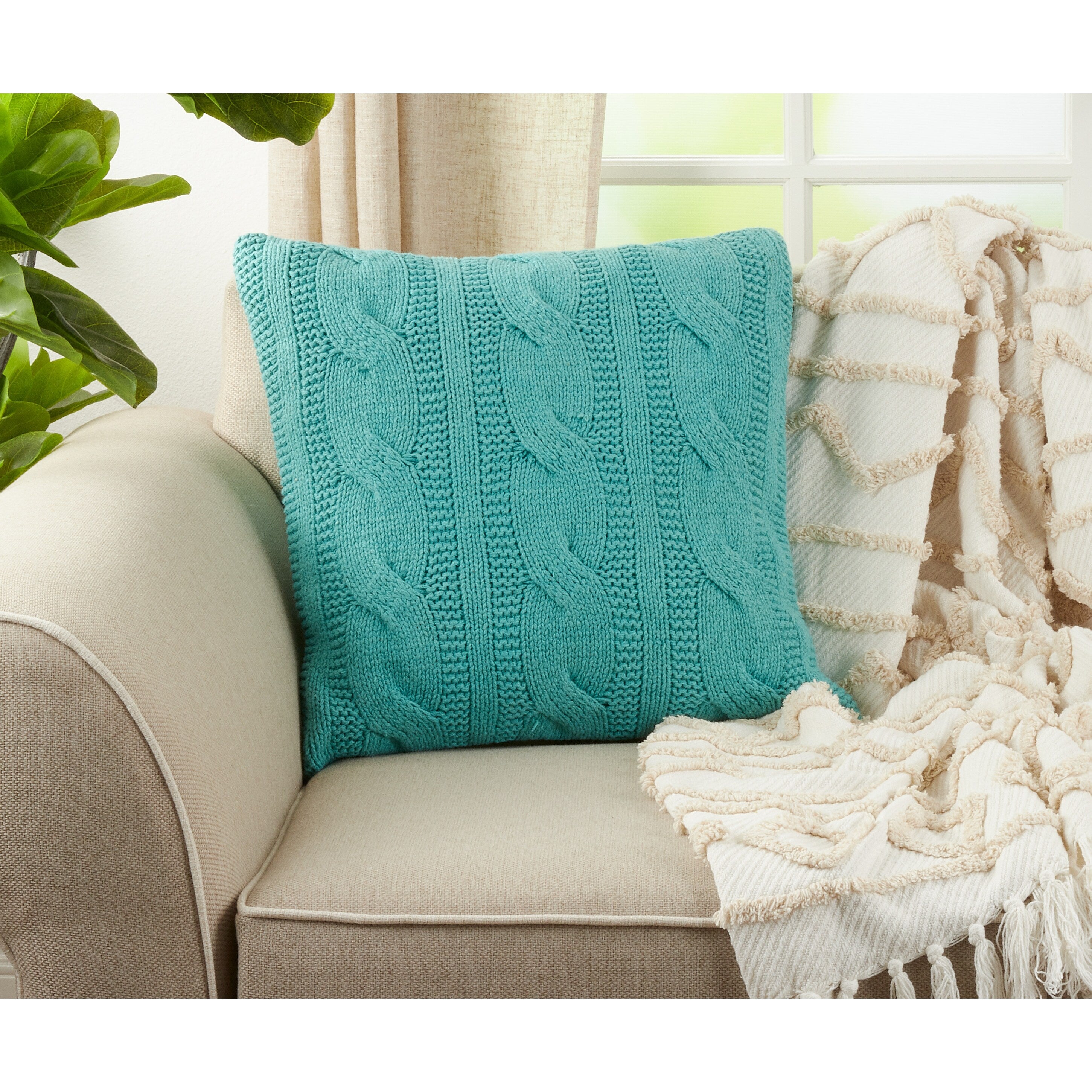 Cable Knit Design Throw Pillow