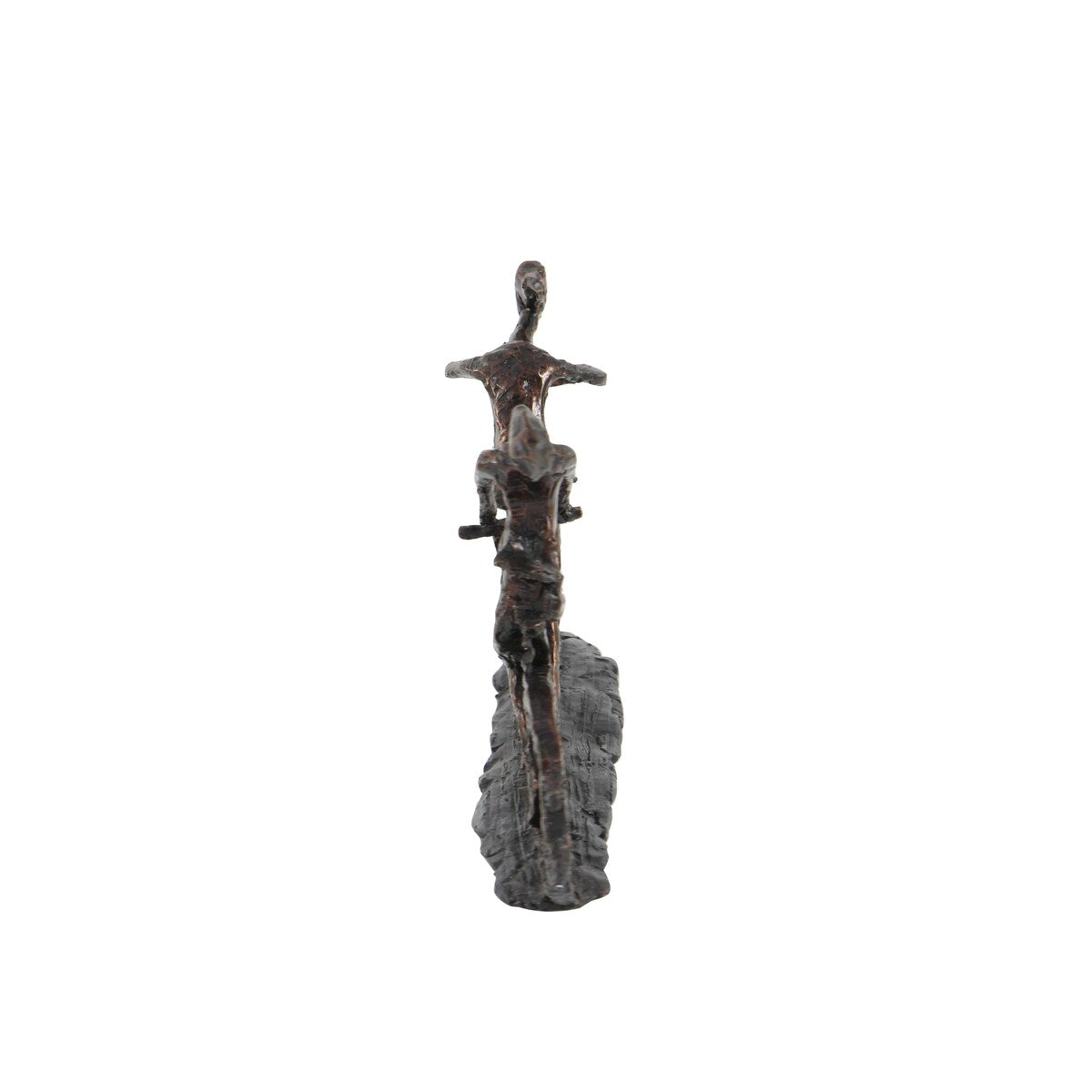 Polystone People Bicycling Decorative Sculpture with Copper Texturing - Bronze - Roche River Decor