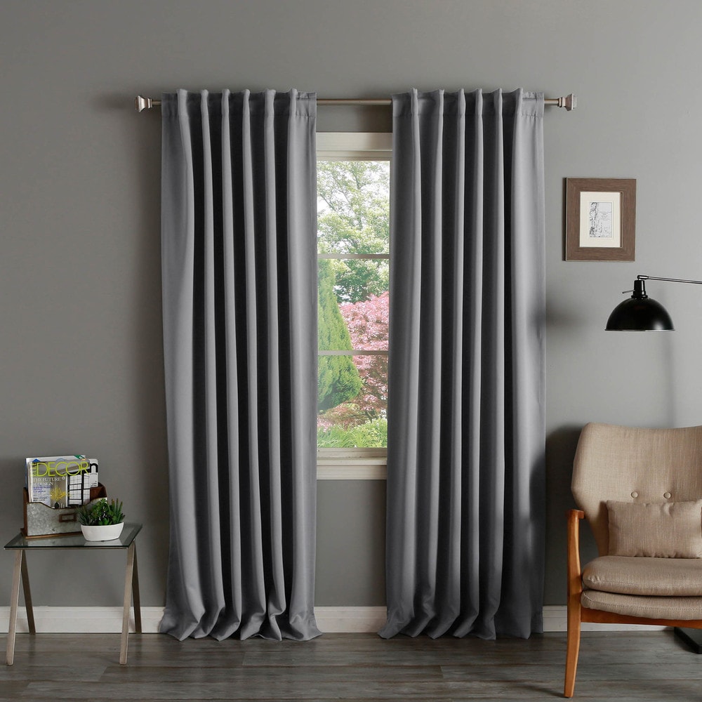 Aurora Home Solid Insulated Thermal Blackout Curtain Panel Pair - 52 x 120