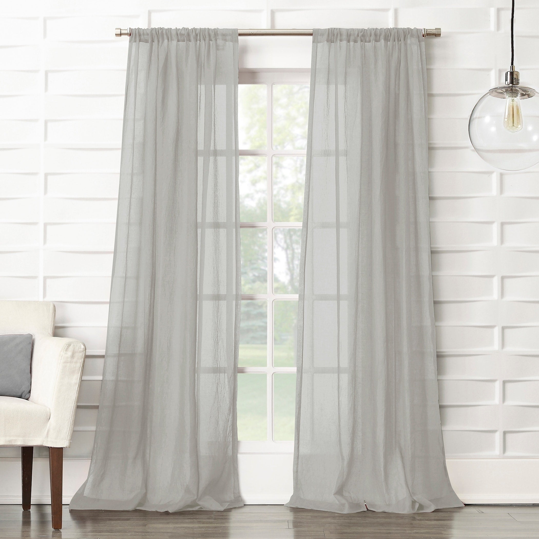 No. 918 Ladonna Crushed Texture Semi-Sheer Rod Pocket Curtain Panel, Single Panel