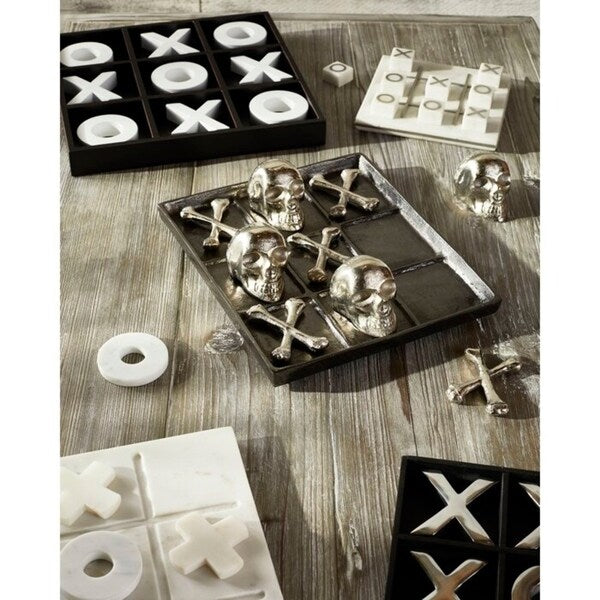 Skull and Bones Brushed Nickel Tic Tac Toe