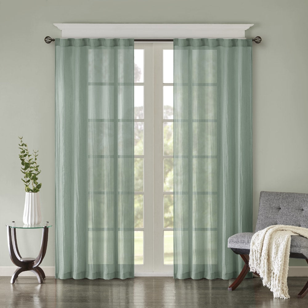 Madison Park Kaylee Solid Crushed Sheer Window Curtain Pair