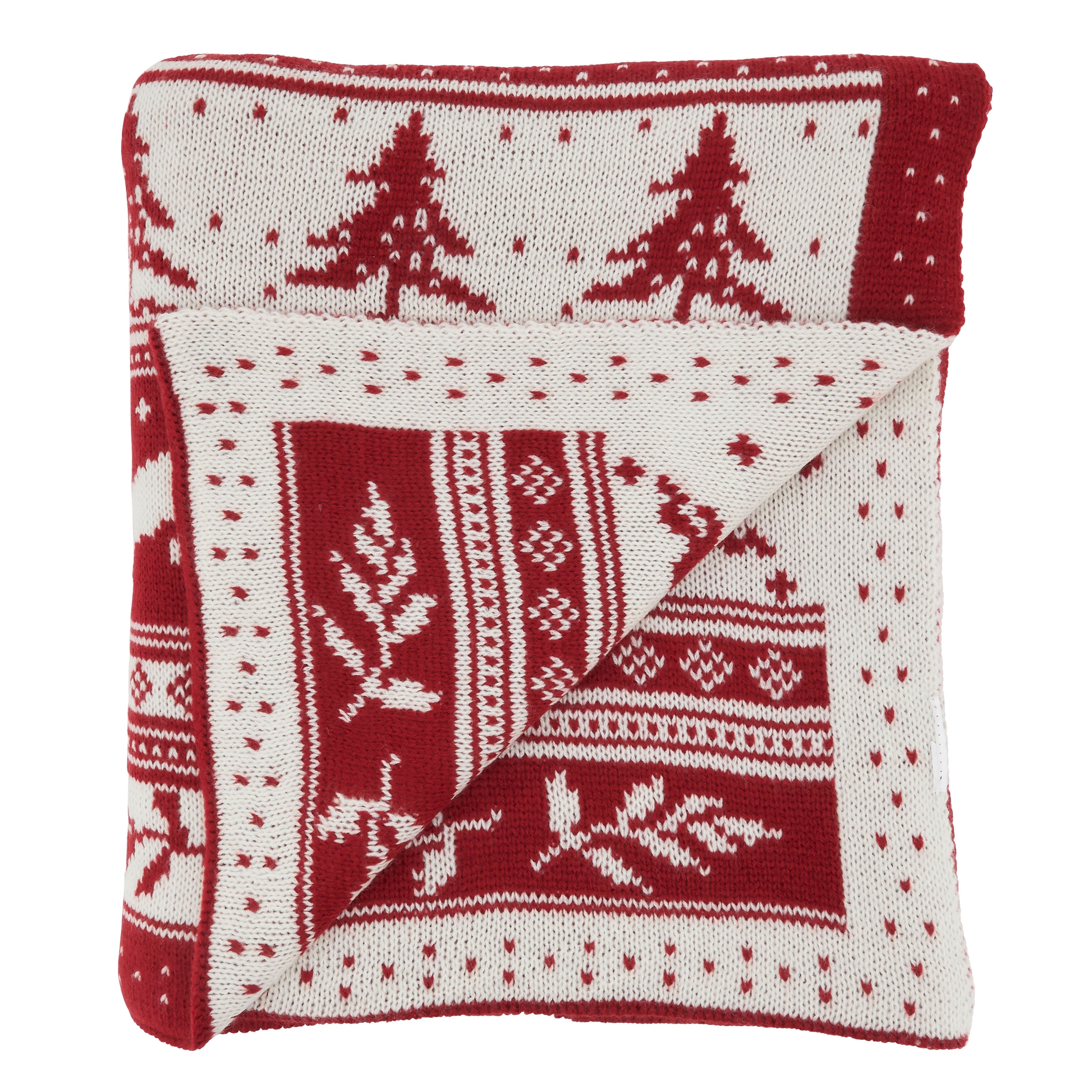 Knit Throw Blanket With Christmas Design