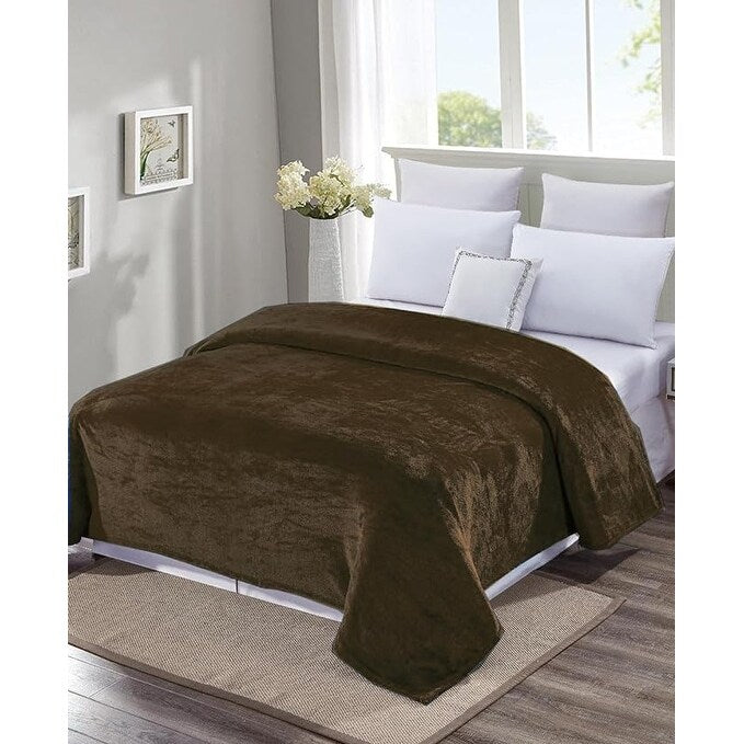 Faith, hope, love home décor Ultra Lush Twin Size Solid Microplush Blanket (66 X 86) - CHOCOLATE