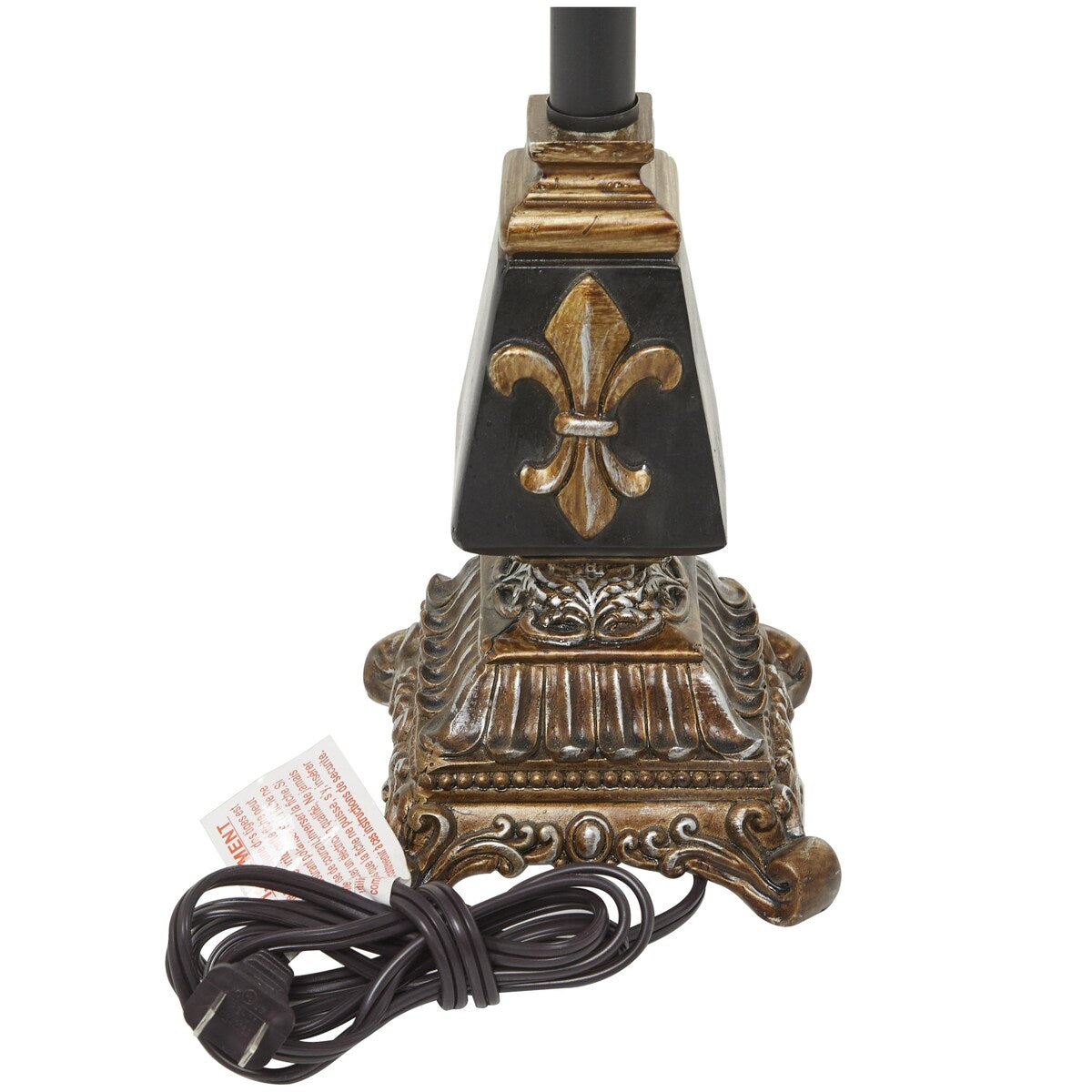 Polystone Fleur De Lis Antique Style Room Buffet Lamp - Black - Roche River Decor