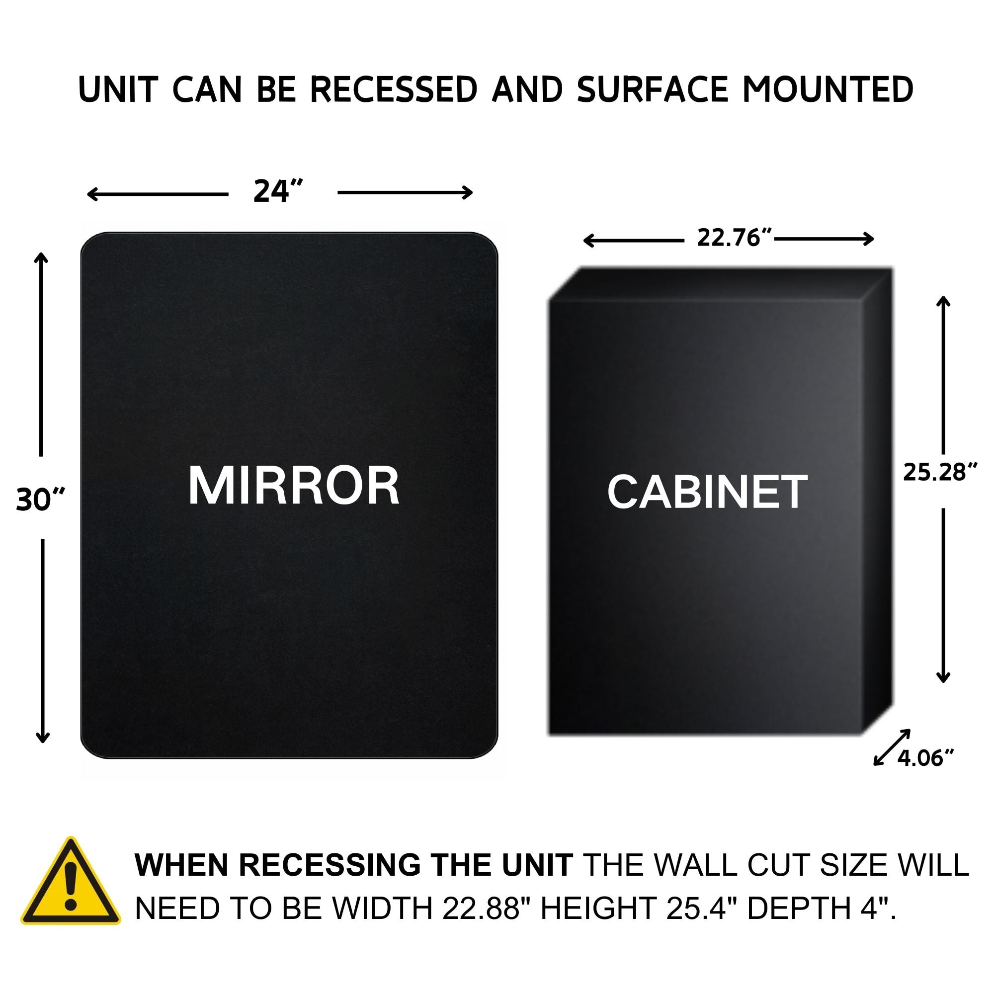 TEHOME Garnes Recessed or Surface Mount Framed Medicine Cabinet with Adjustable Shelves