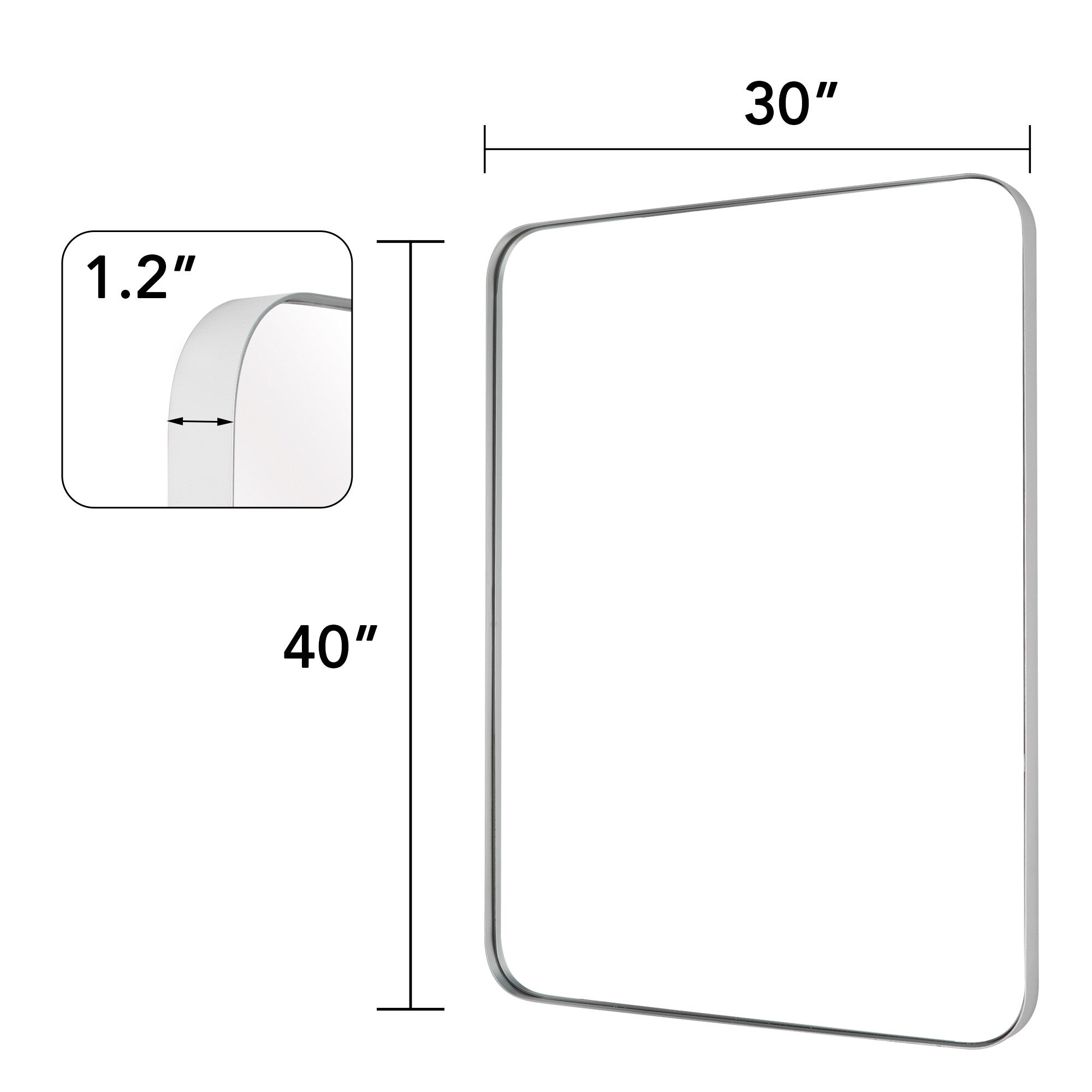 Wall Mirror Vanity Mirror Bathroom Mirror with Round Corner (1 Piece)