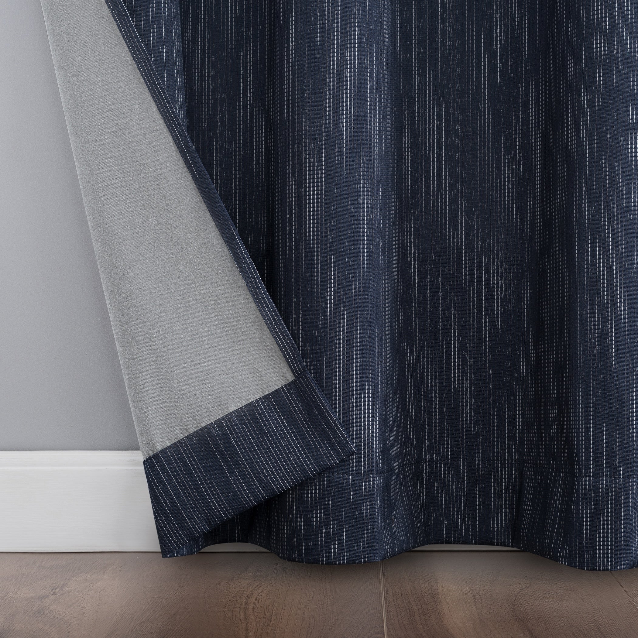 Sun Zero Damon Pinstripe Stitch Thermal Extreme Total Blackout Grommet Curtain Panel, Single Panel