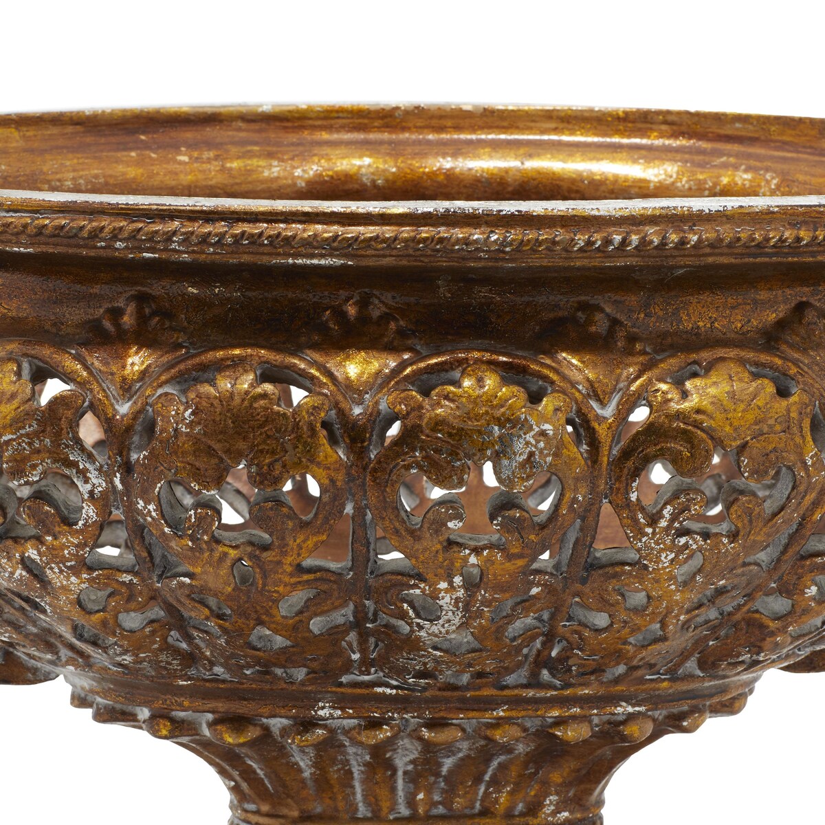 Polystone Ornate Decorative Decorative Bowl with Handles - Gold - Roche River Decor