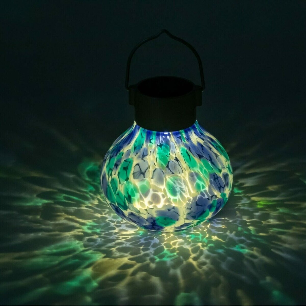 Solar Glass Tea Lantern - Tidal Blue