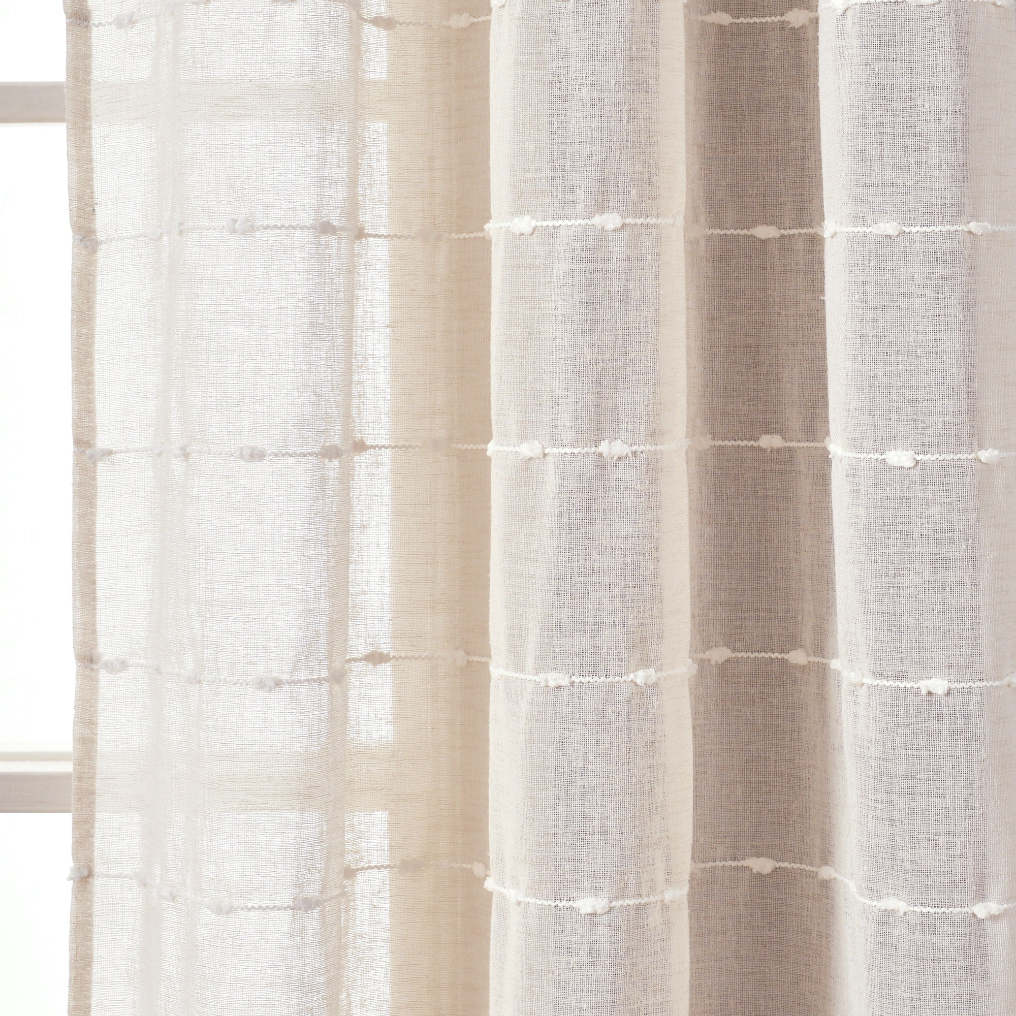 Lush Decor Farmhouse Textured Grommet Sheer Window Curtain Panel Pair