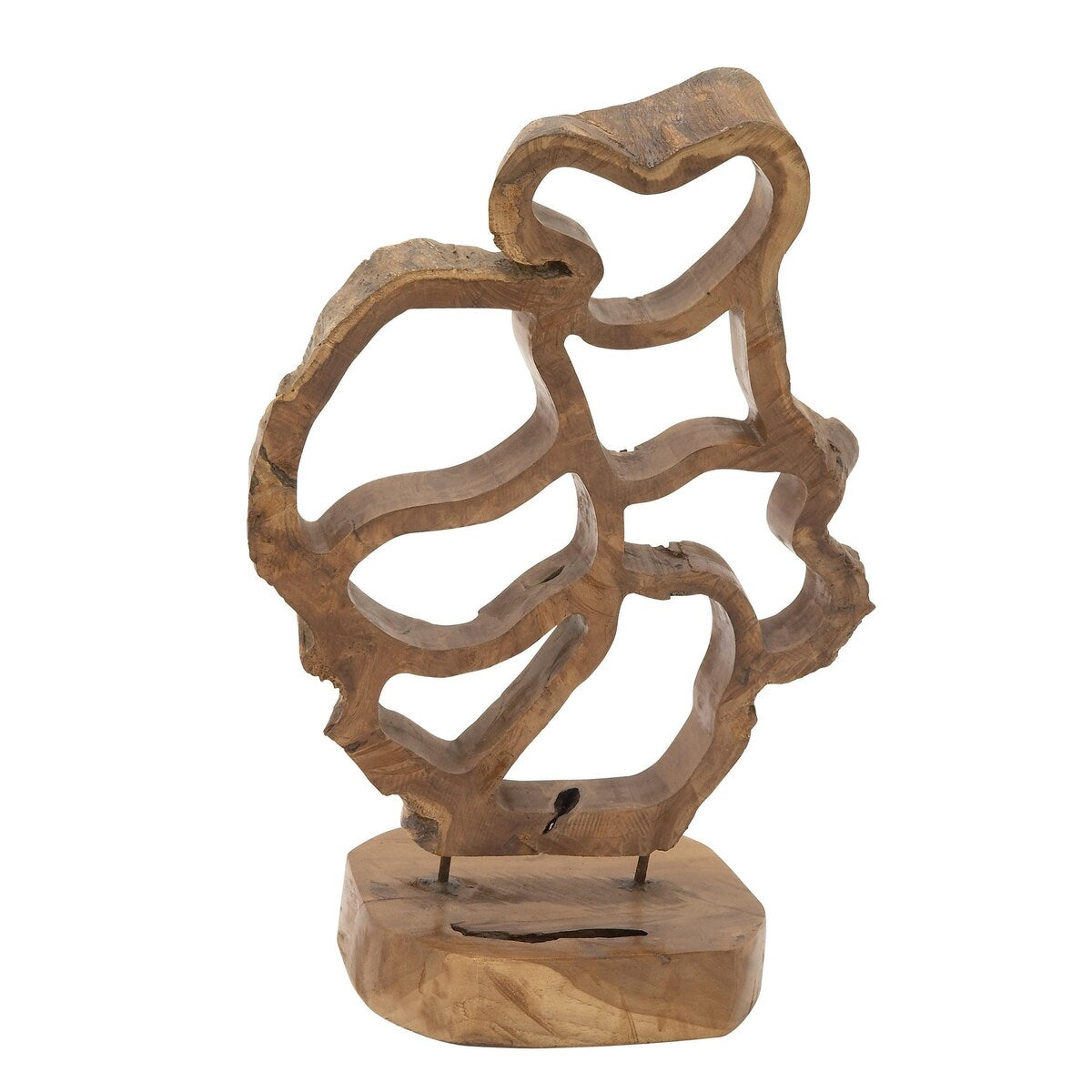 Teak Wood Abstract Handmade Decorative Sculpture - Brown - Roche River Decor