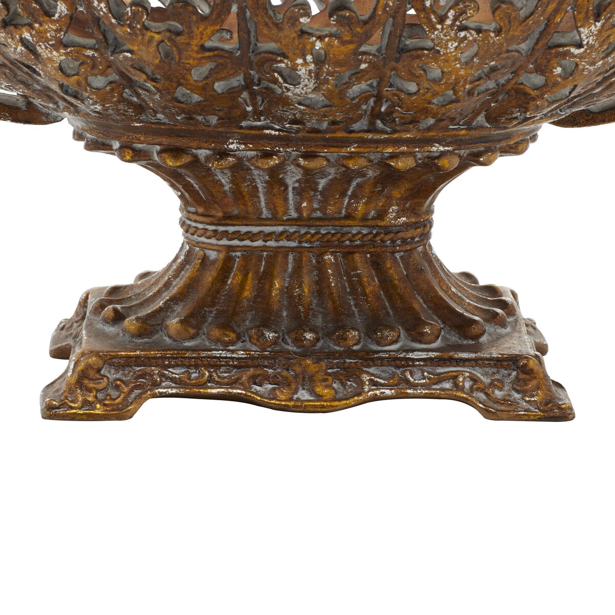 Polystone Ornate Decorative Decorative Bowl with Handles - Gold - Roche River Decor