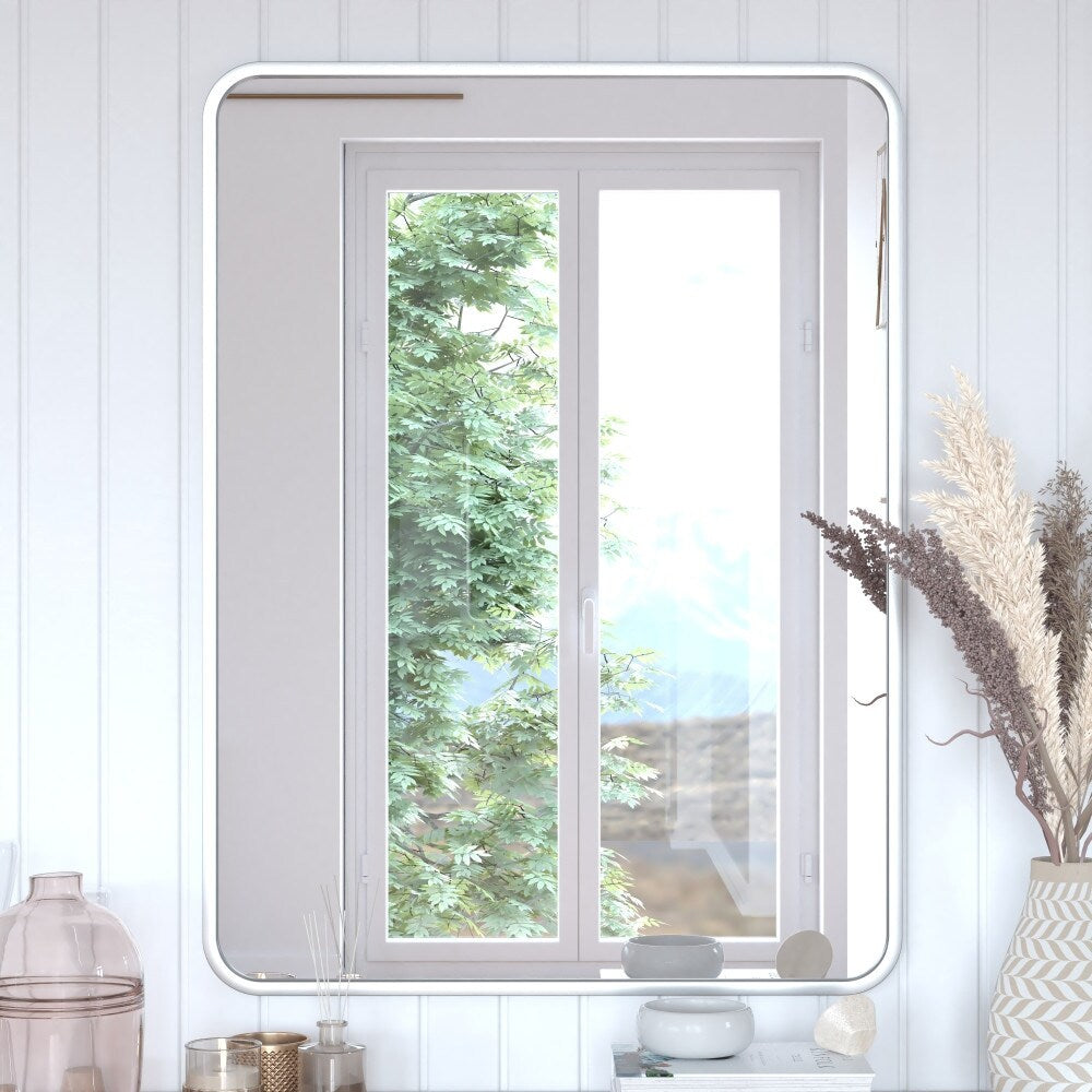 Wall Mount Shatterproof Rectangular Accent Wall Mirror with Metal Frame