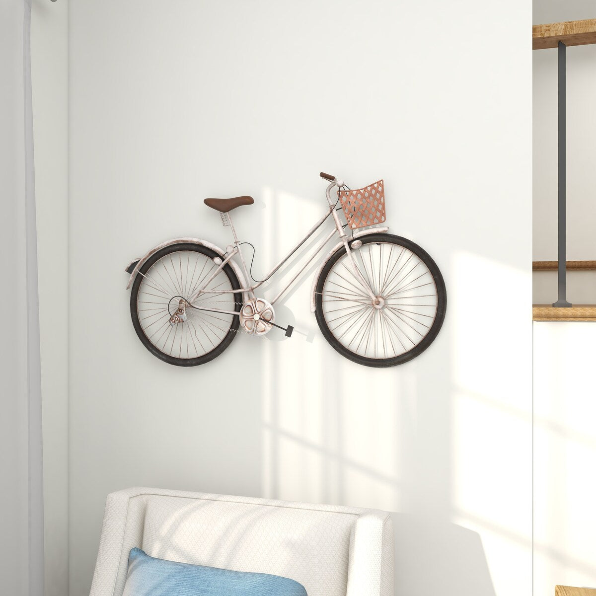 Metal Bike Home Wall Decor with Seat, Basket and Handles - Multi Colored - Roche River Decor