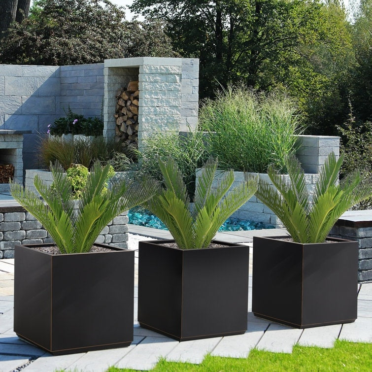 Metallic Heavy Planter for Outdoor Plants Tall and Long Metal Divider Planter Box