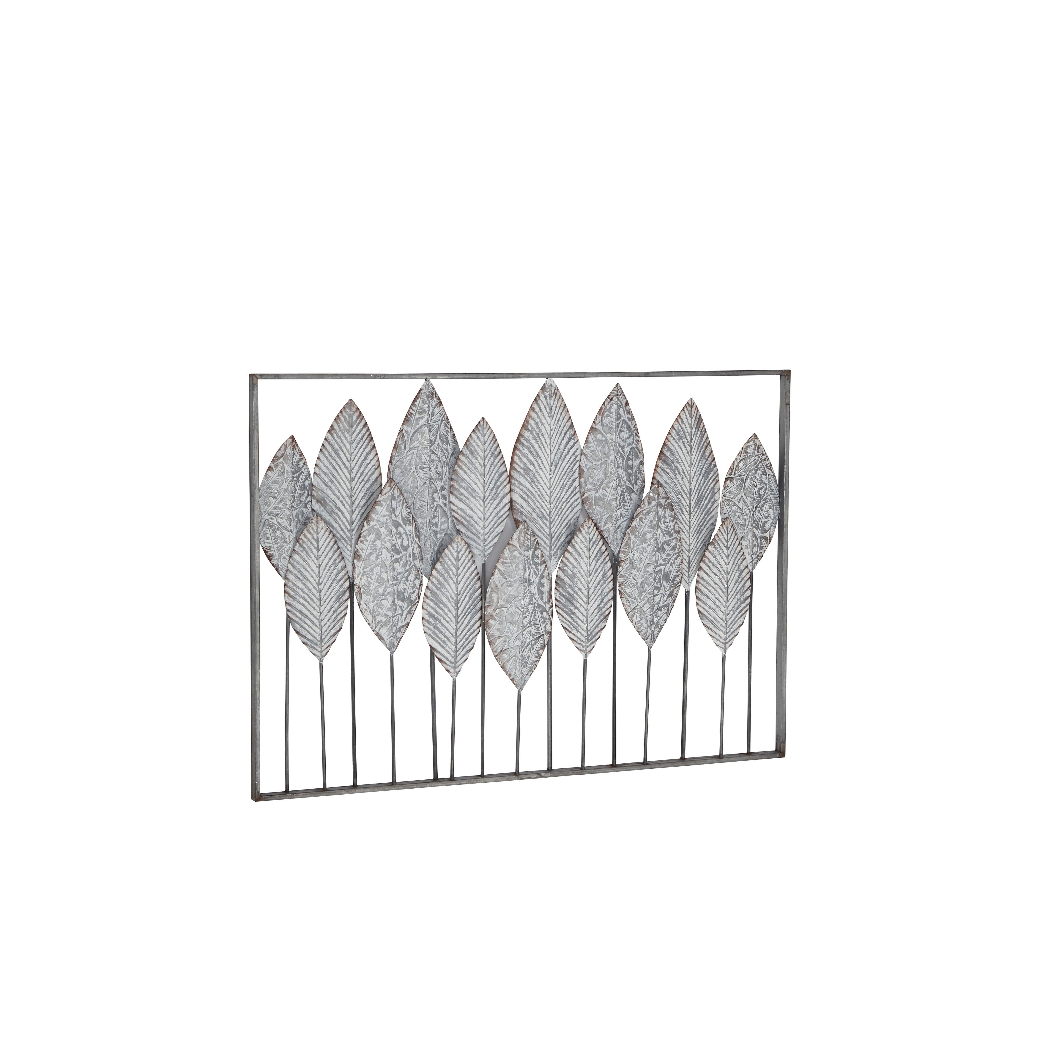 Contemporary Metal Tall Cut-Out Leaf Wall Decor with Intricate Laser Cut Designs - Bronze, Gray, Brass