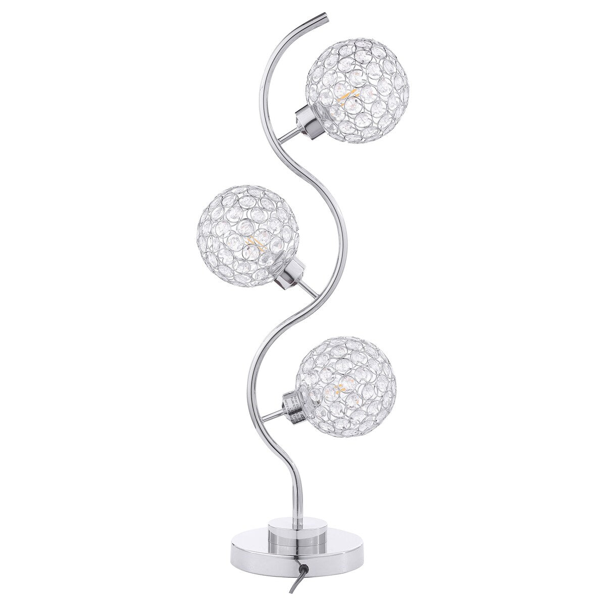 Amberley 33-Inch 3-Light Curvy Metal Table Lamp Silver