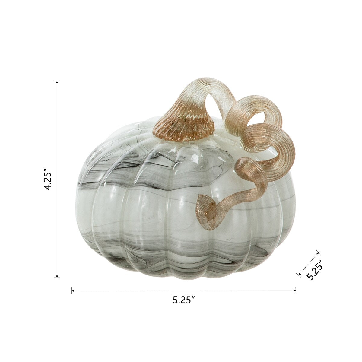 Glitzhome Fall Harvest Gray Marble Handblown Glass Pumpkins for Thanksgiving Decor