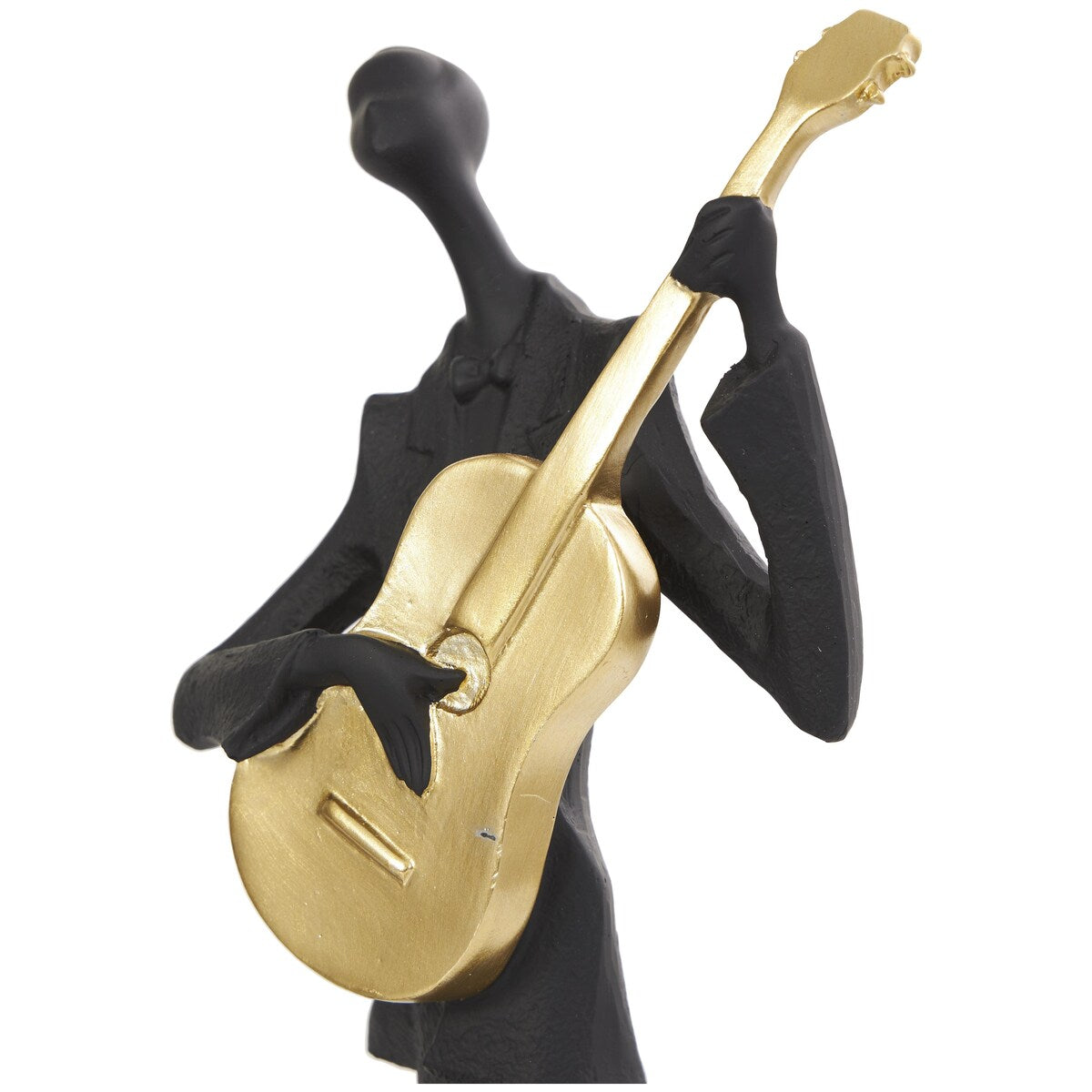 Polystone Musician Abstract Decorative Sculpture with Gold Instruments and Music Notes - Set of 3 Black - Roche River Decor