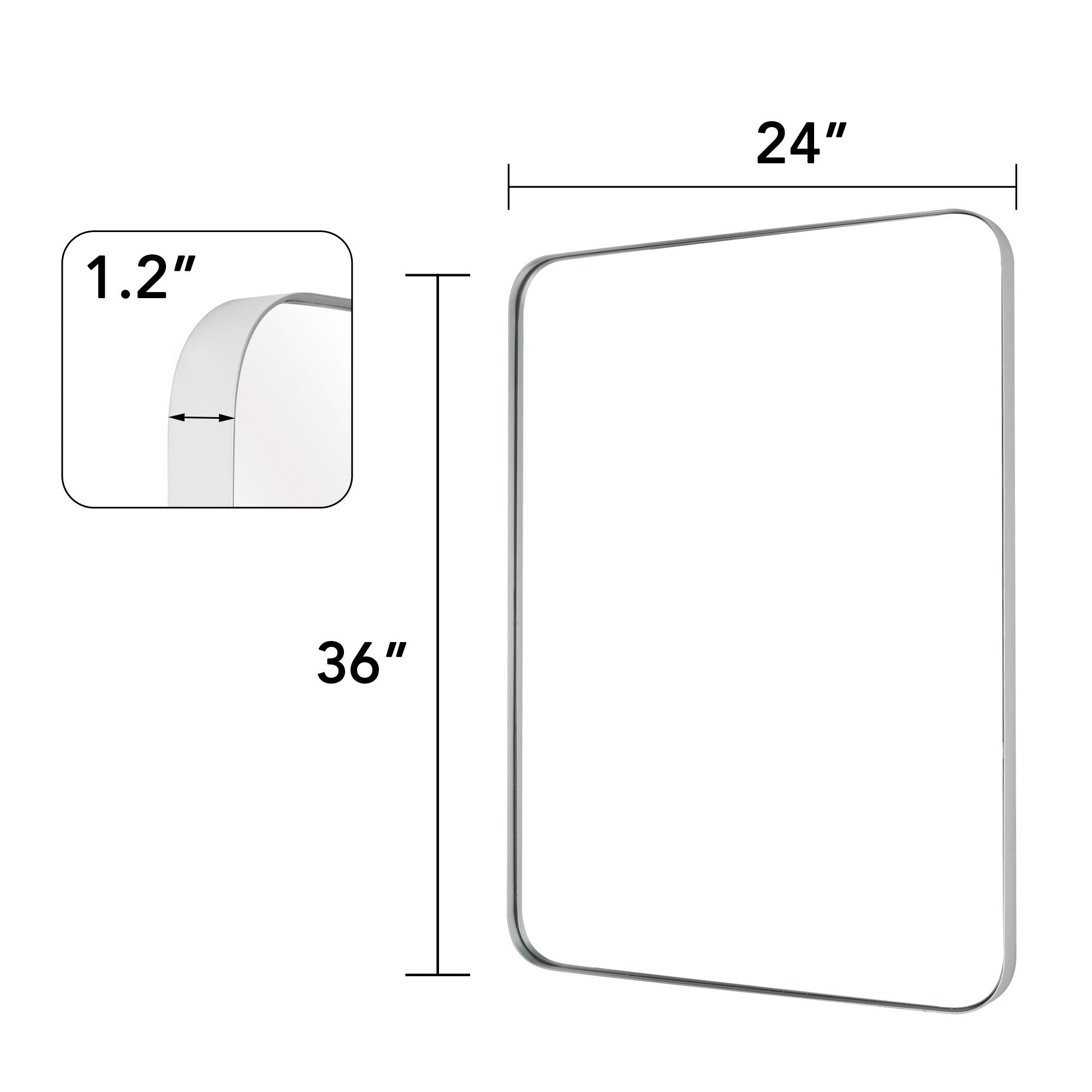 Wall Mirror Vanity Mirror Bathroom Mirror with Round Corner (1 Piece)