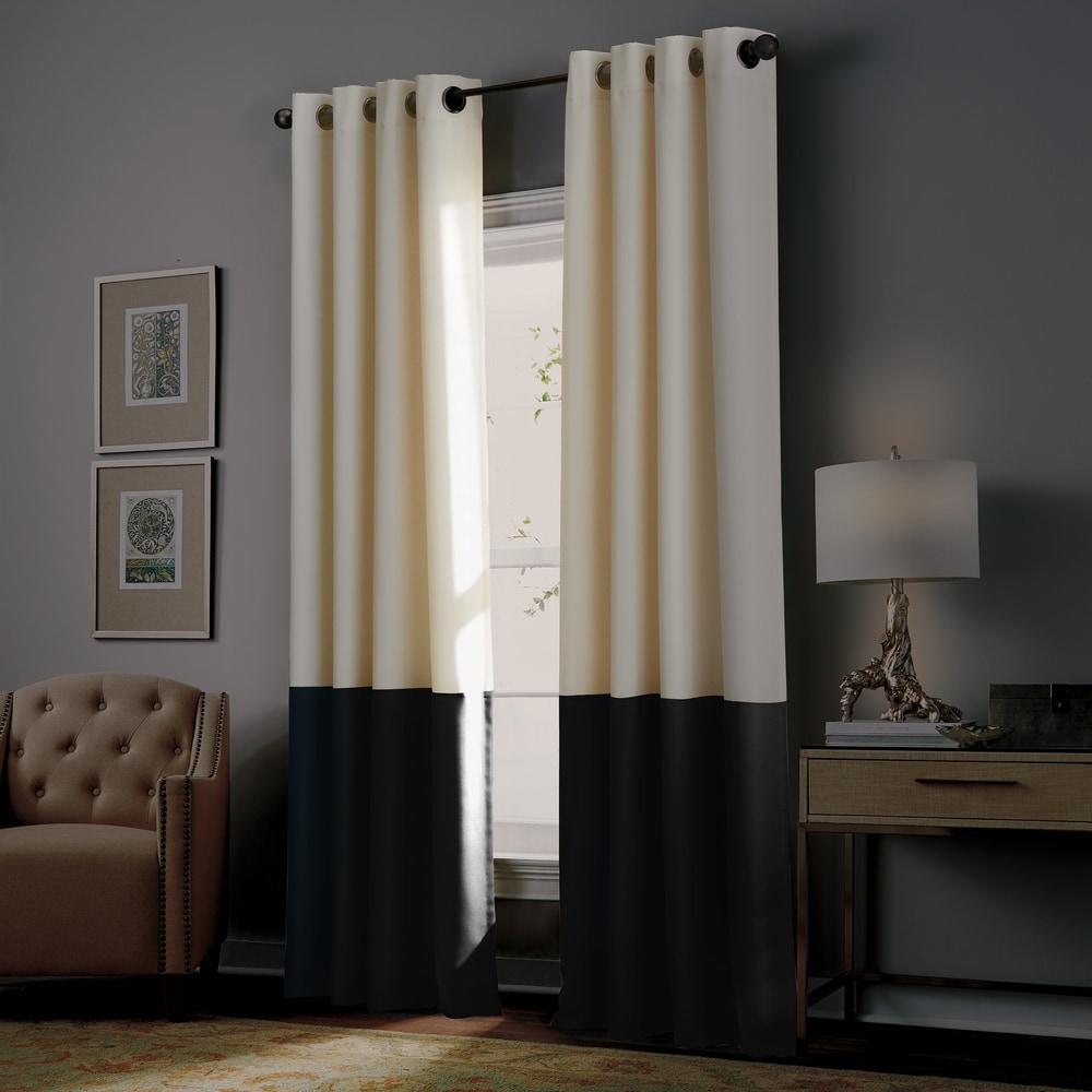 Curtainworks Kendall Blackout Color Block Grommet Curtain Panel