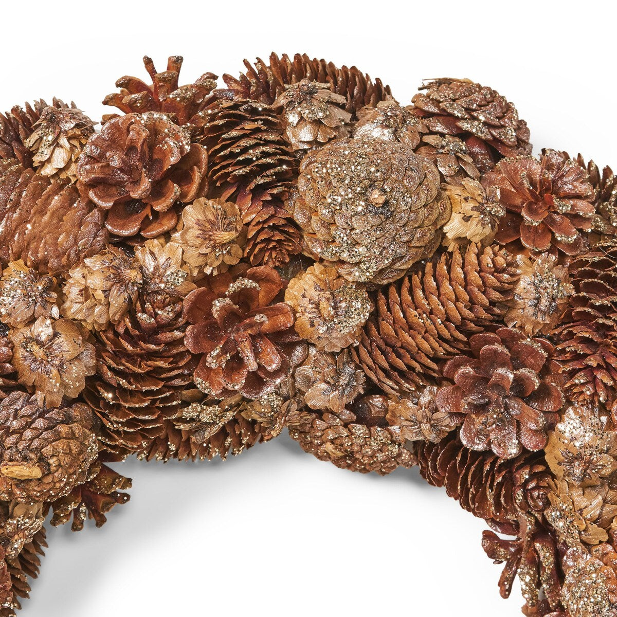 Modern 18.5 Pine Cone Christmas Wreath - Champagne